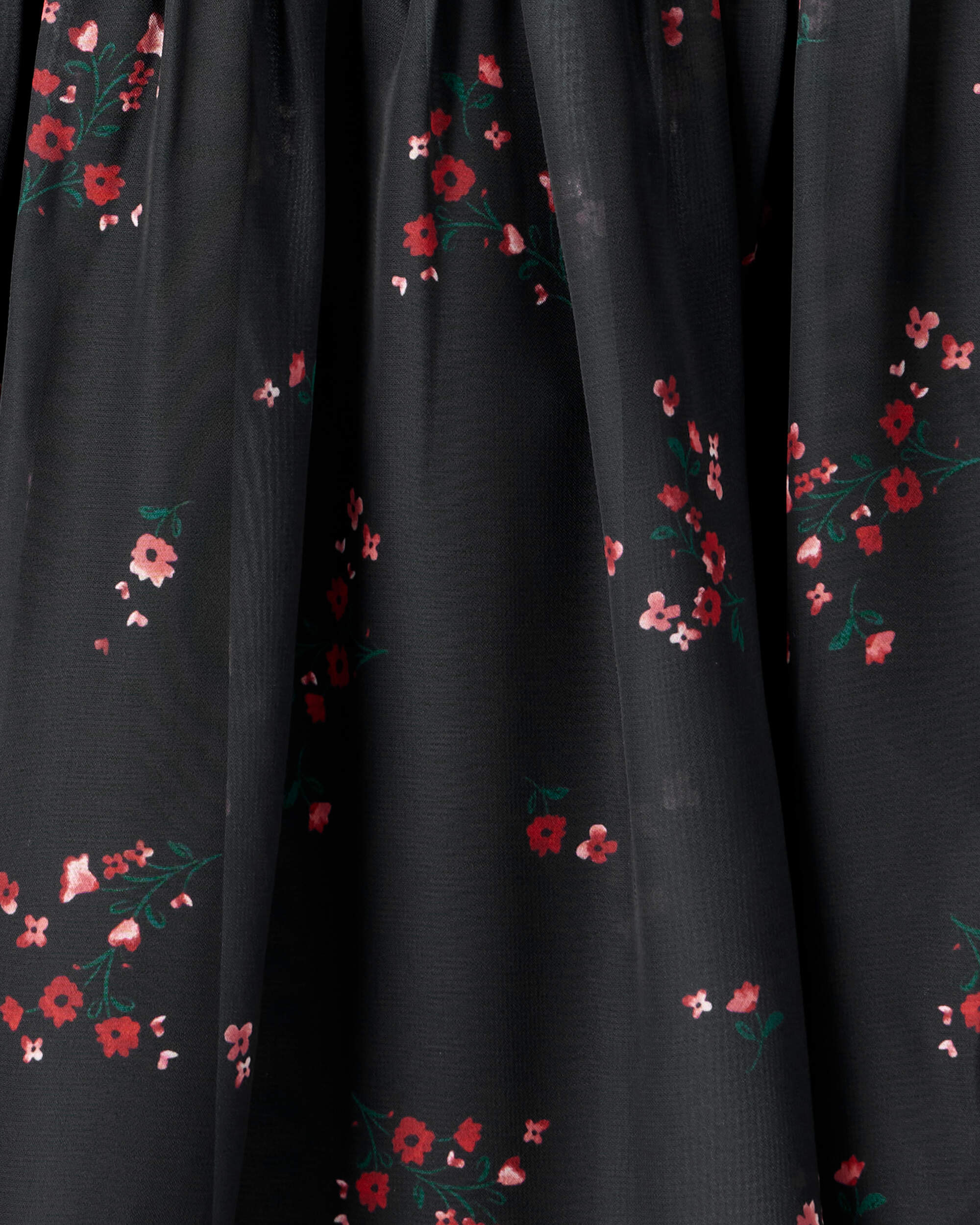 Girls Floral Short-Sleeve Occasion Dress - Black