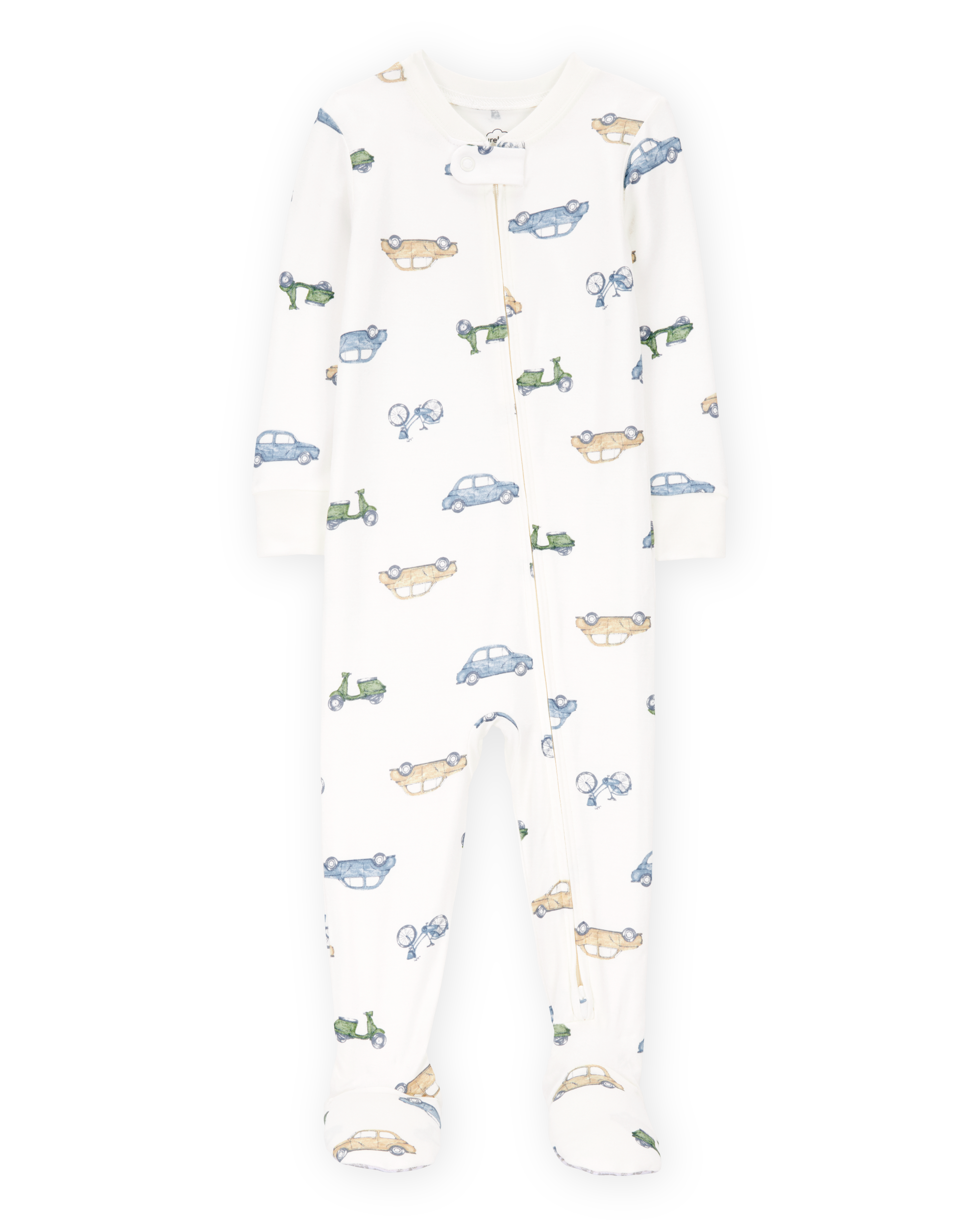 Baby Boy Car Print PurelySoft Footie 1-Piece Pyjamas - Ivory