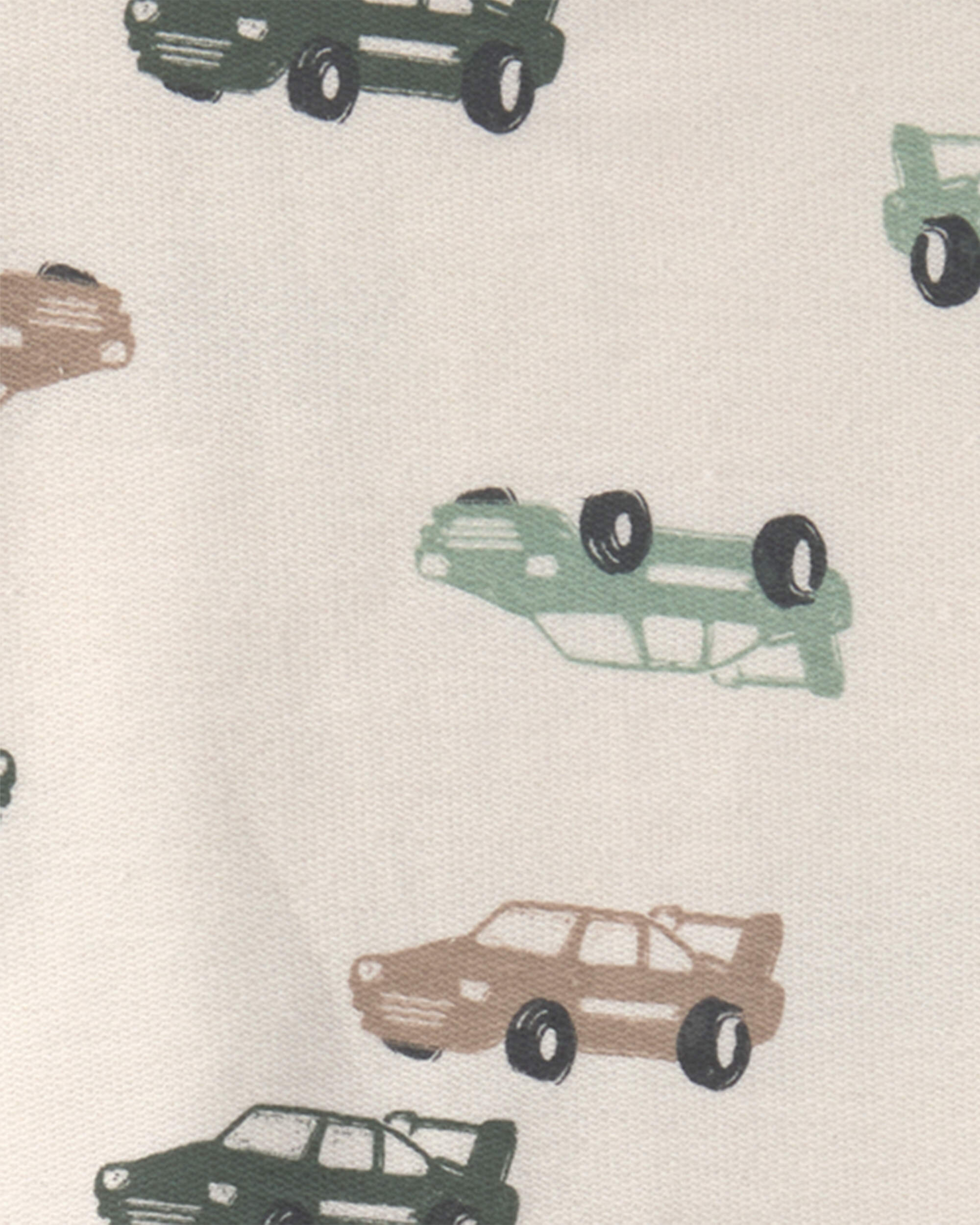 Toddler Boy 2-Piece Car French Terry Short-Sleeve Top & Pant Set – Cream/Grey
