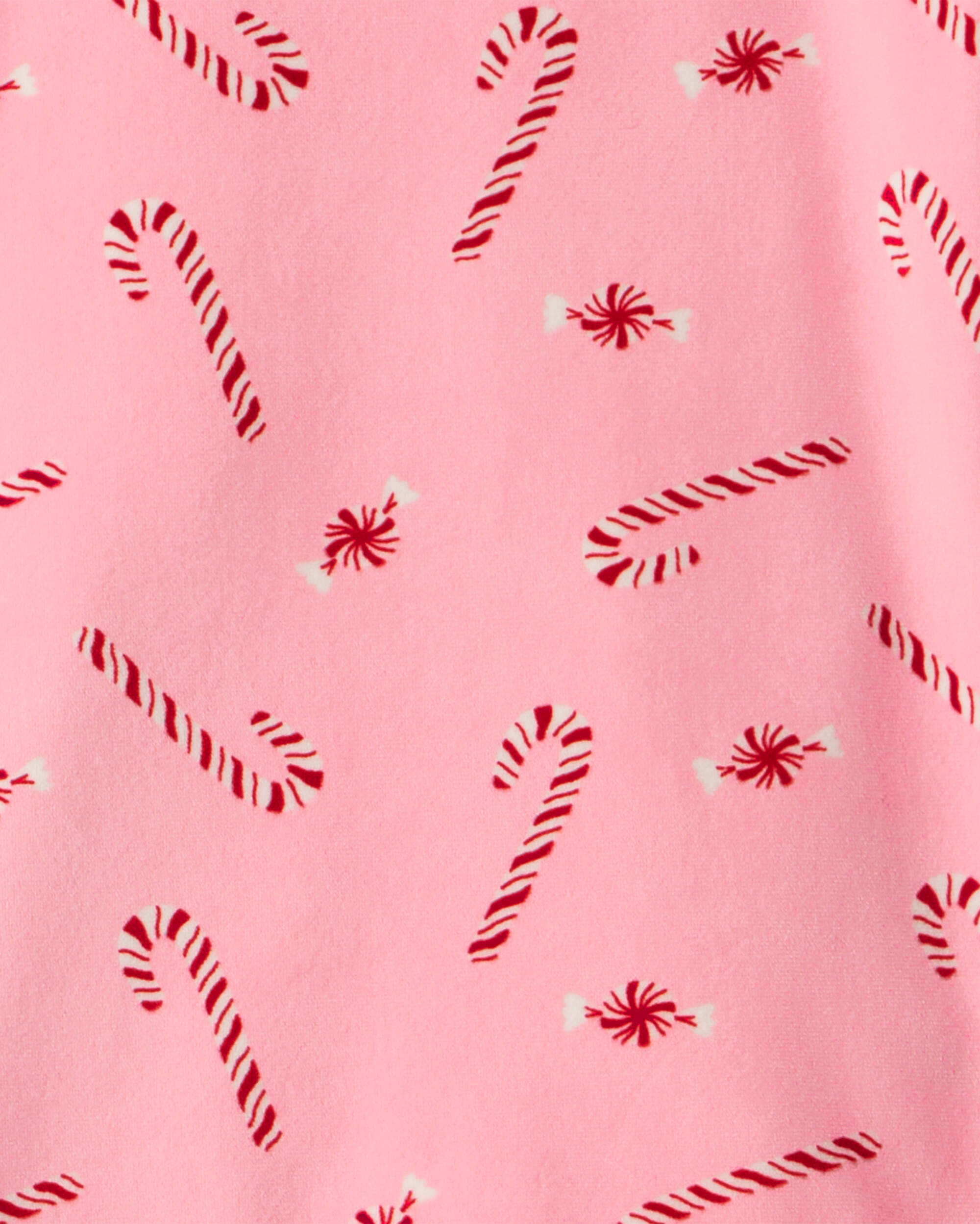 Girls Pink Peppermints DreamPlush Long-Sleeve Snug Fit 2-Piece Pajamas