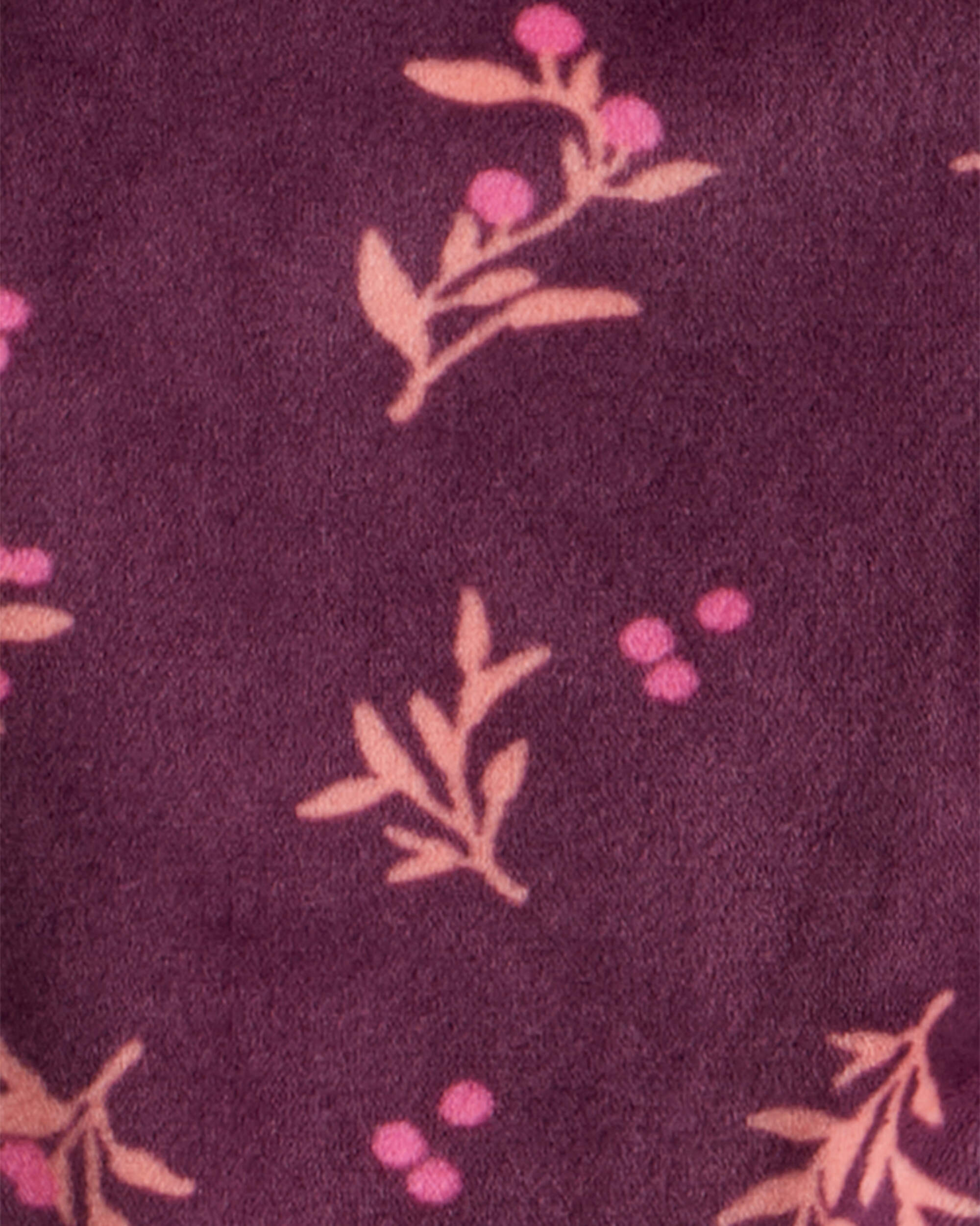 Baby Girl 2-Piece Floral DreamPlush Long-Sleeve Snug Fit Sleeper- Maroon