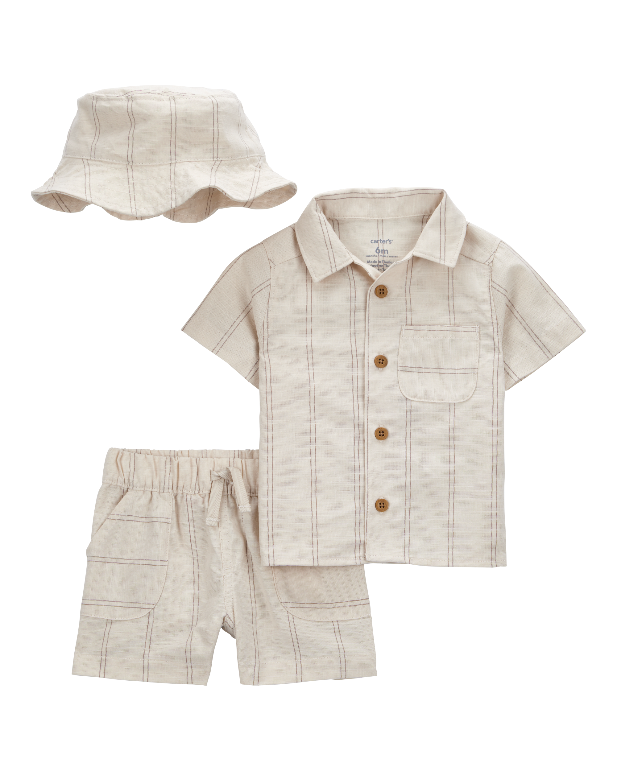 Baby 3-Piece Striped Little Short & Hat Set
