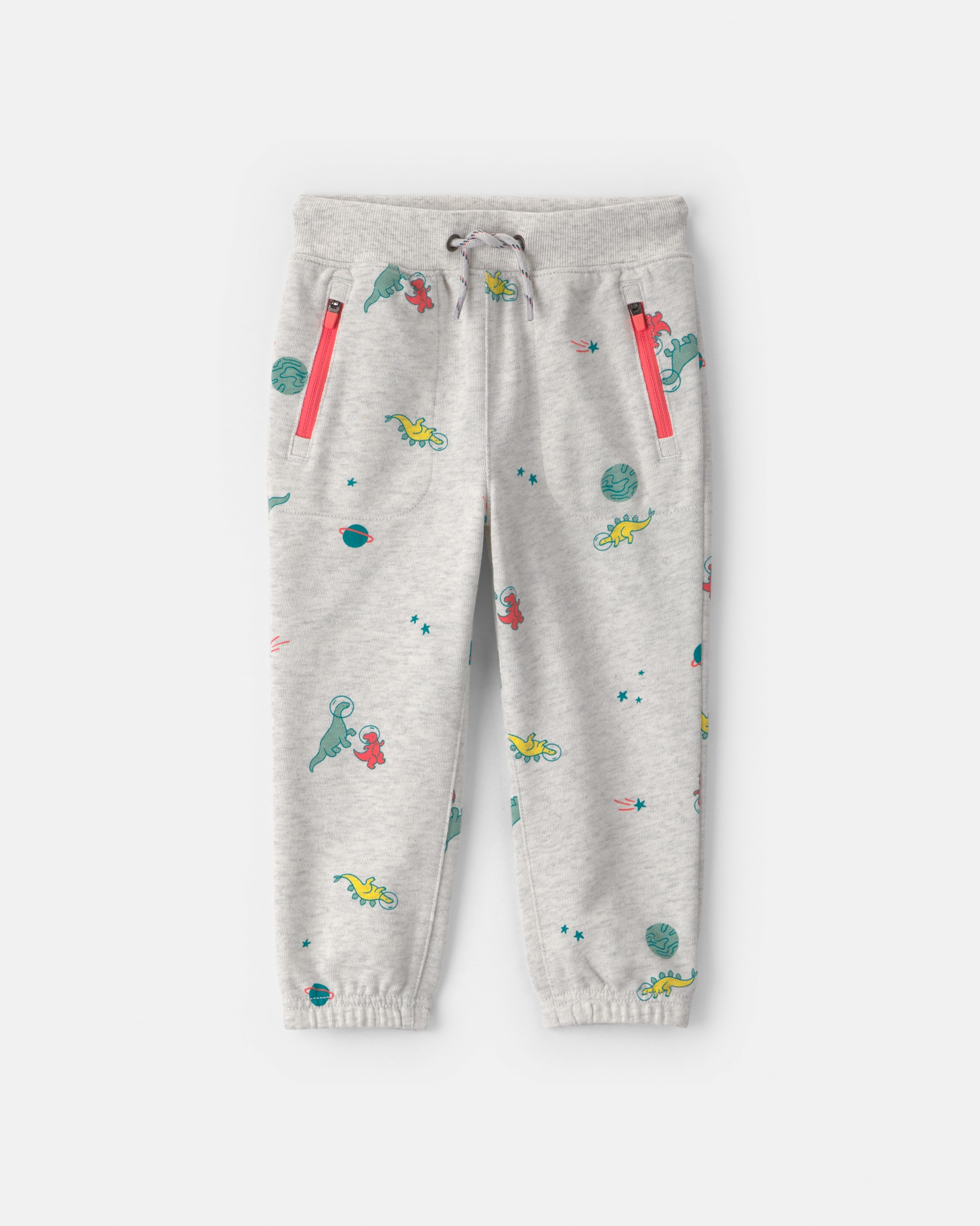 Toddler Boy Space Dino French Terry Joggers - Grey