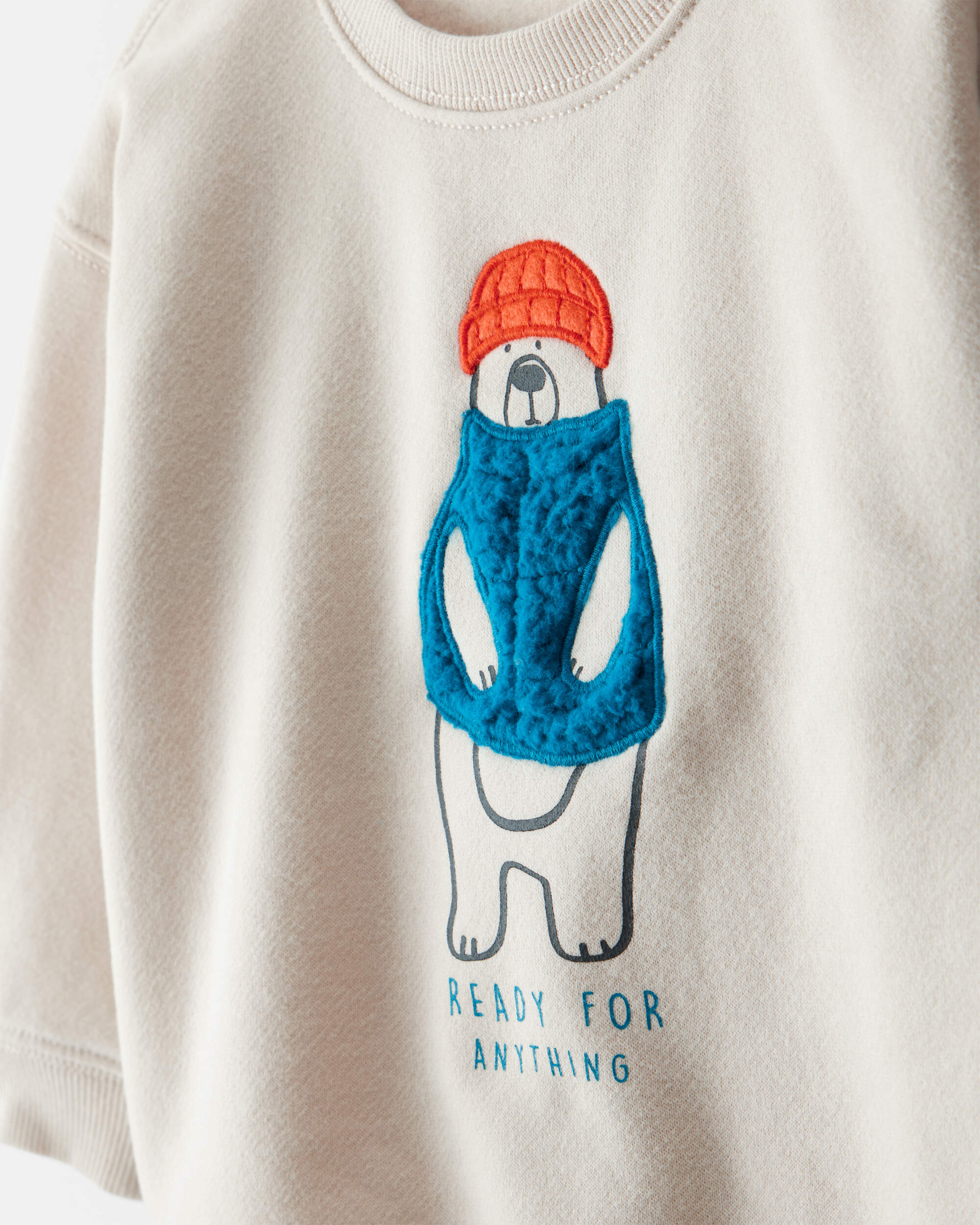 Baby Boy DayDream Fleece Bear Pullover Sweatshirt - Cream