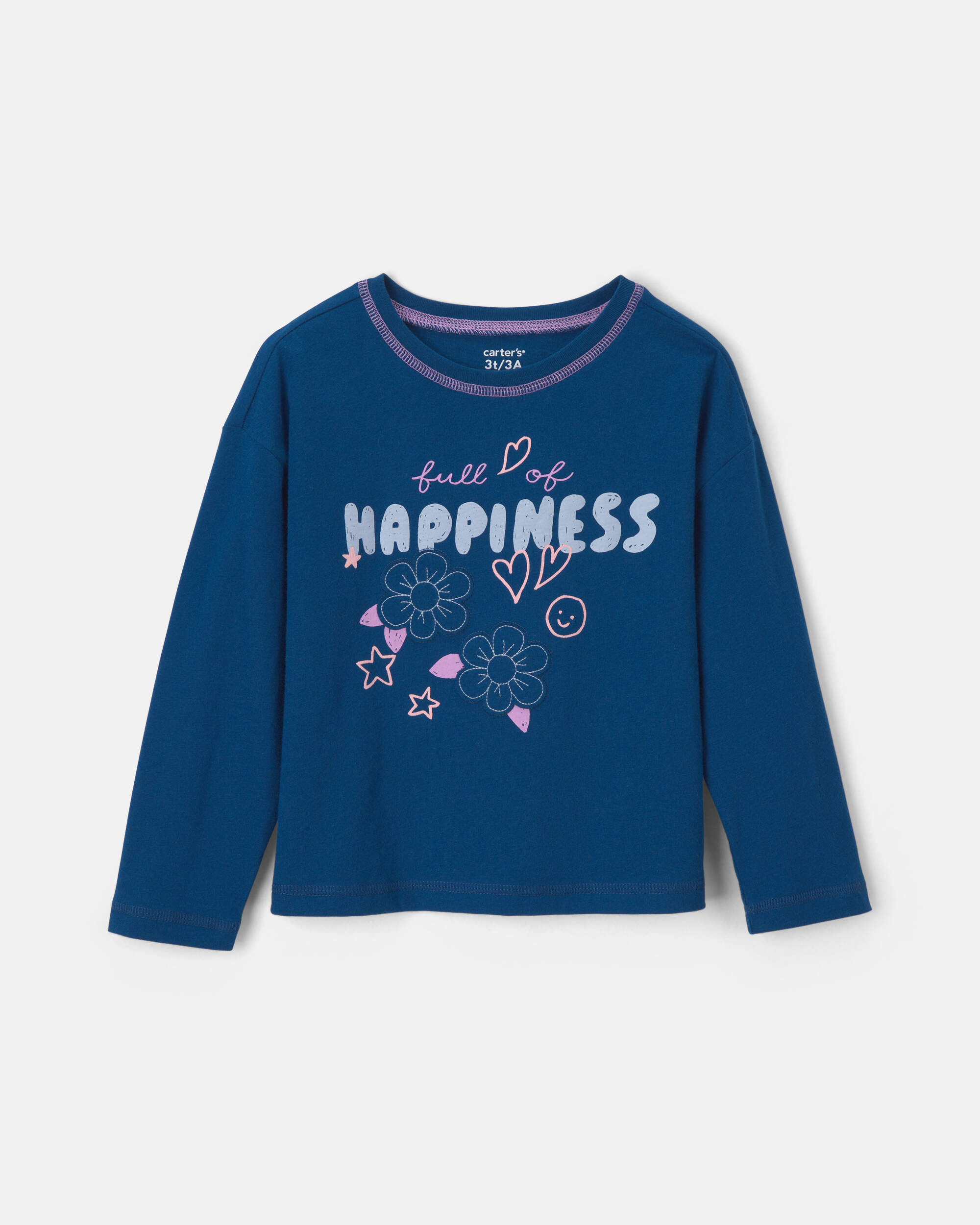 Toddler Girl 'Full of Happiness' Long-Sleeve Top - Blue