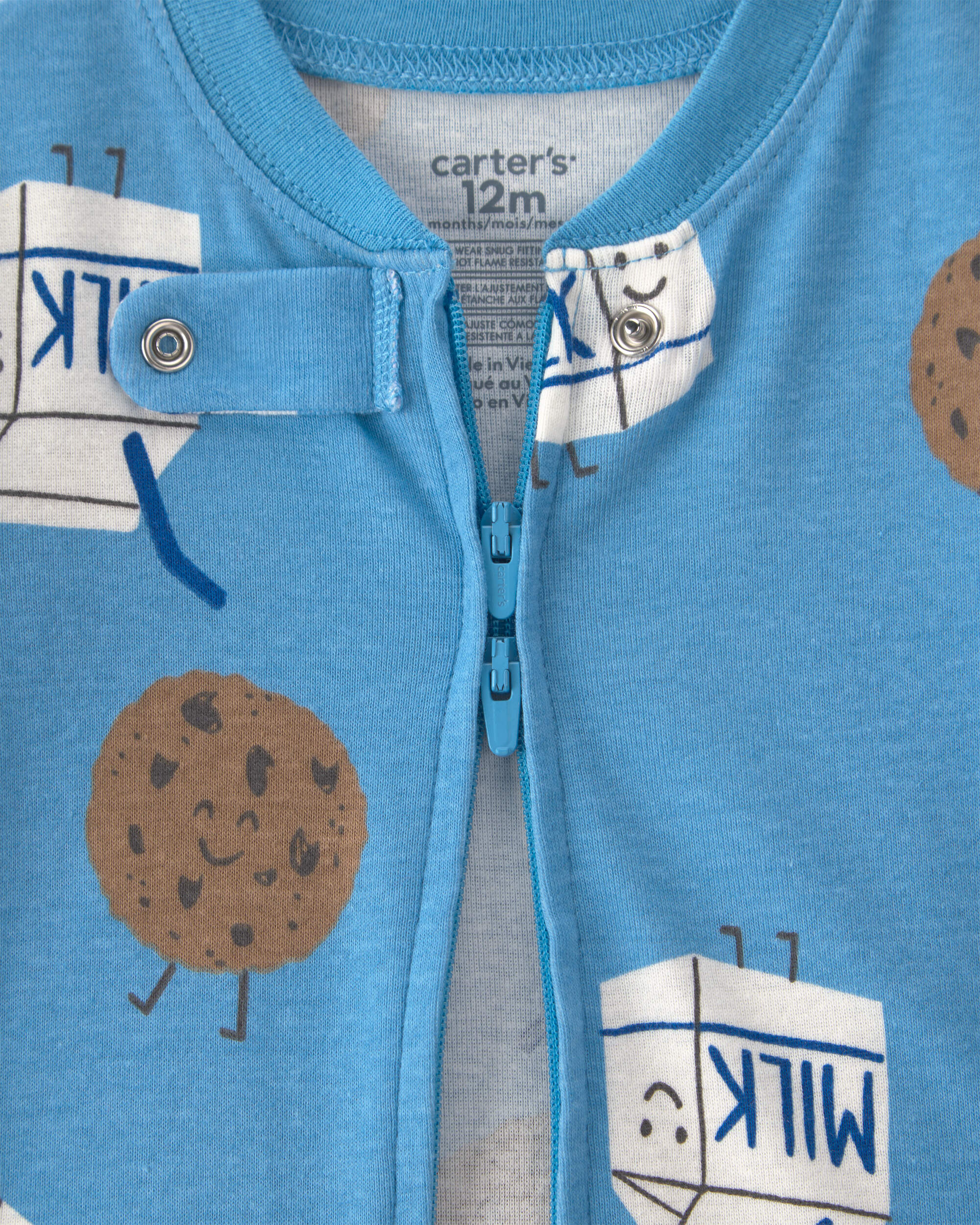 Baby Boy 1-Piece Milk & Cookies Snug Fit Pyjama - Blue