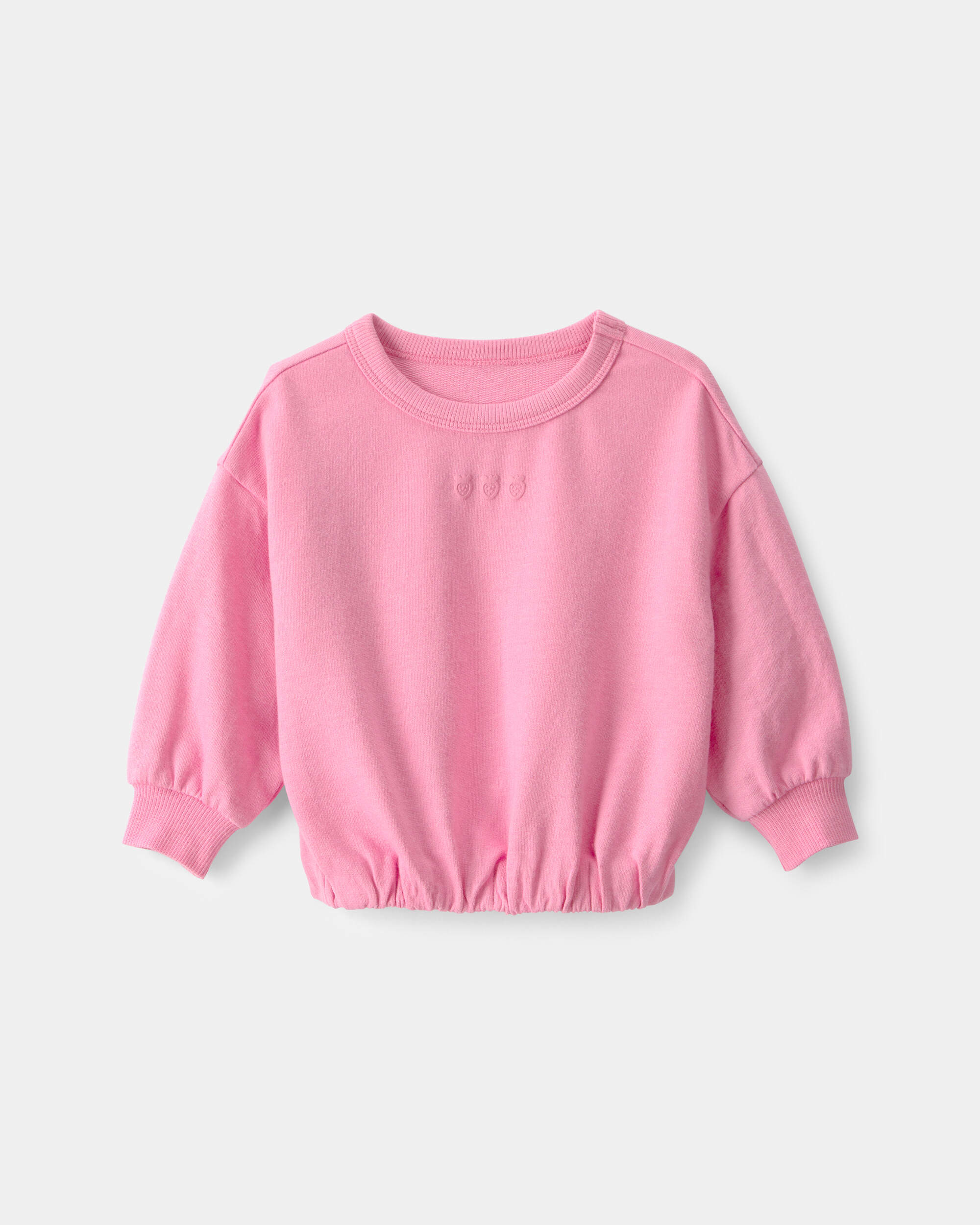 Baby Girl Strawberry French Terry Pullover Sweatshirt - Pink