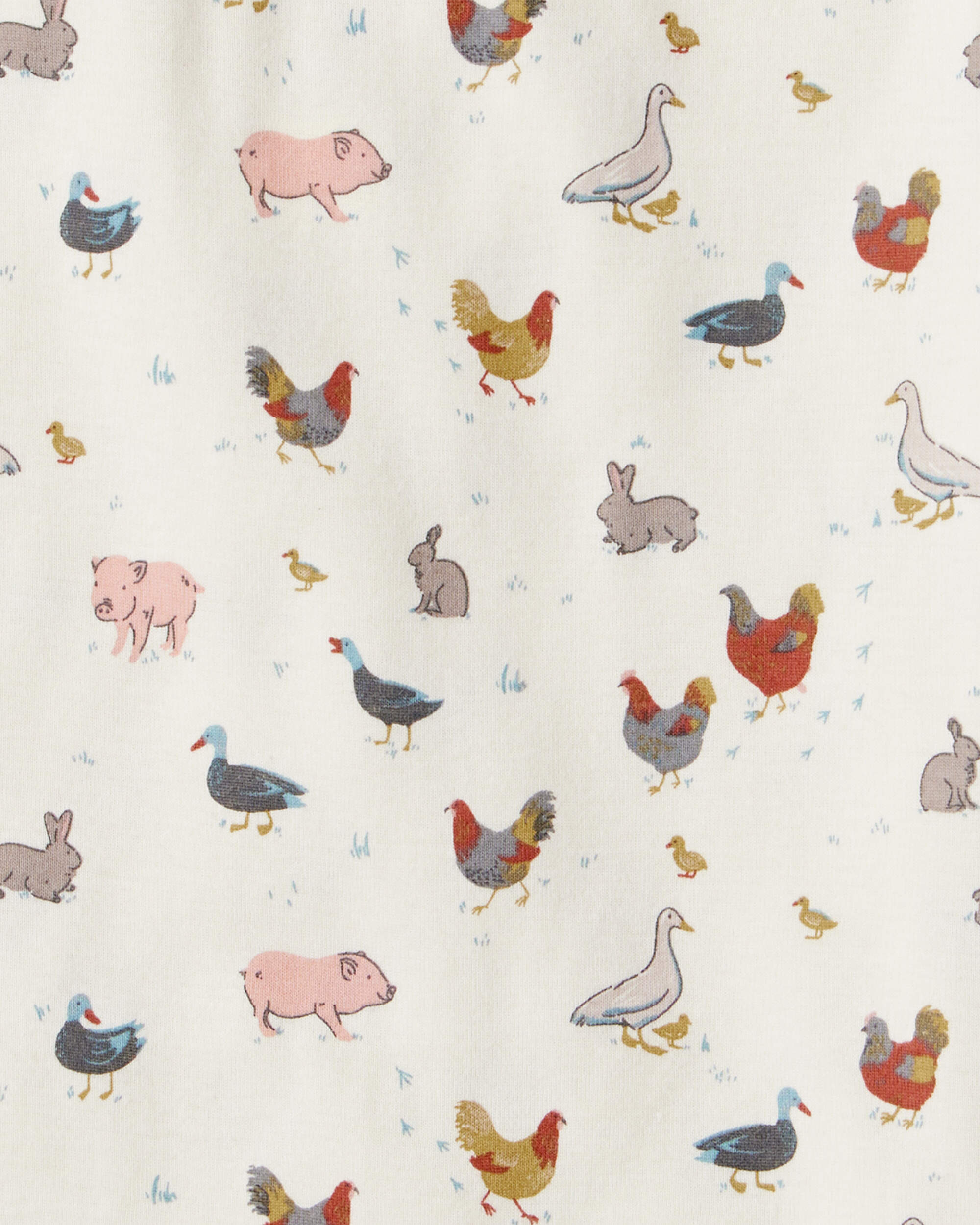 Kid 2-Piece Farm Animal Cotton Long-Sleeve Pyjamas - Cream