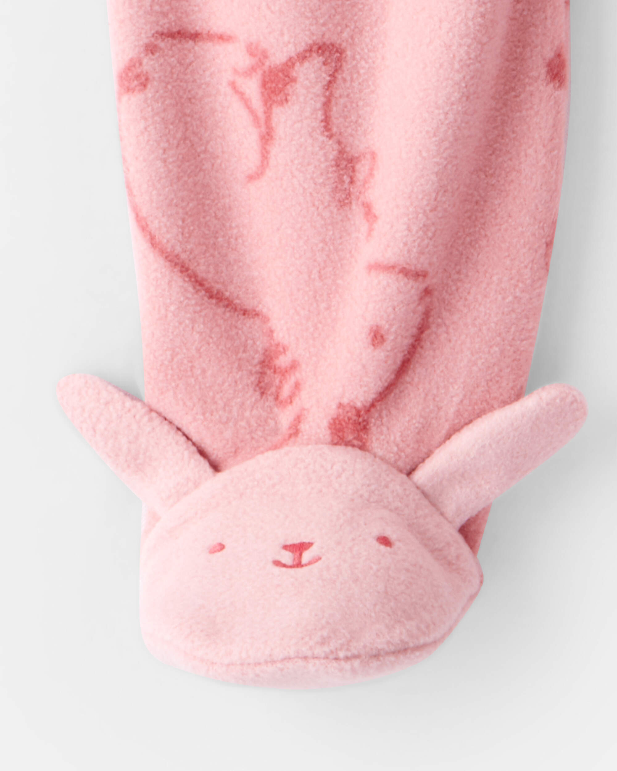 Baby Girl Bunny Print Fleece Long-Sleeve Loose Fit Sleeper - Pink