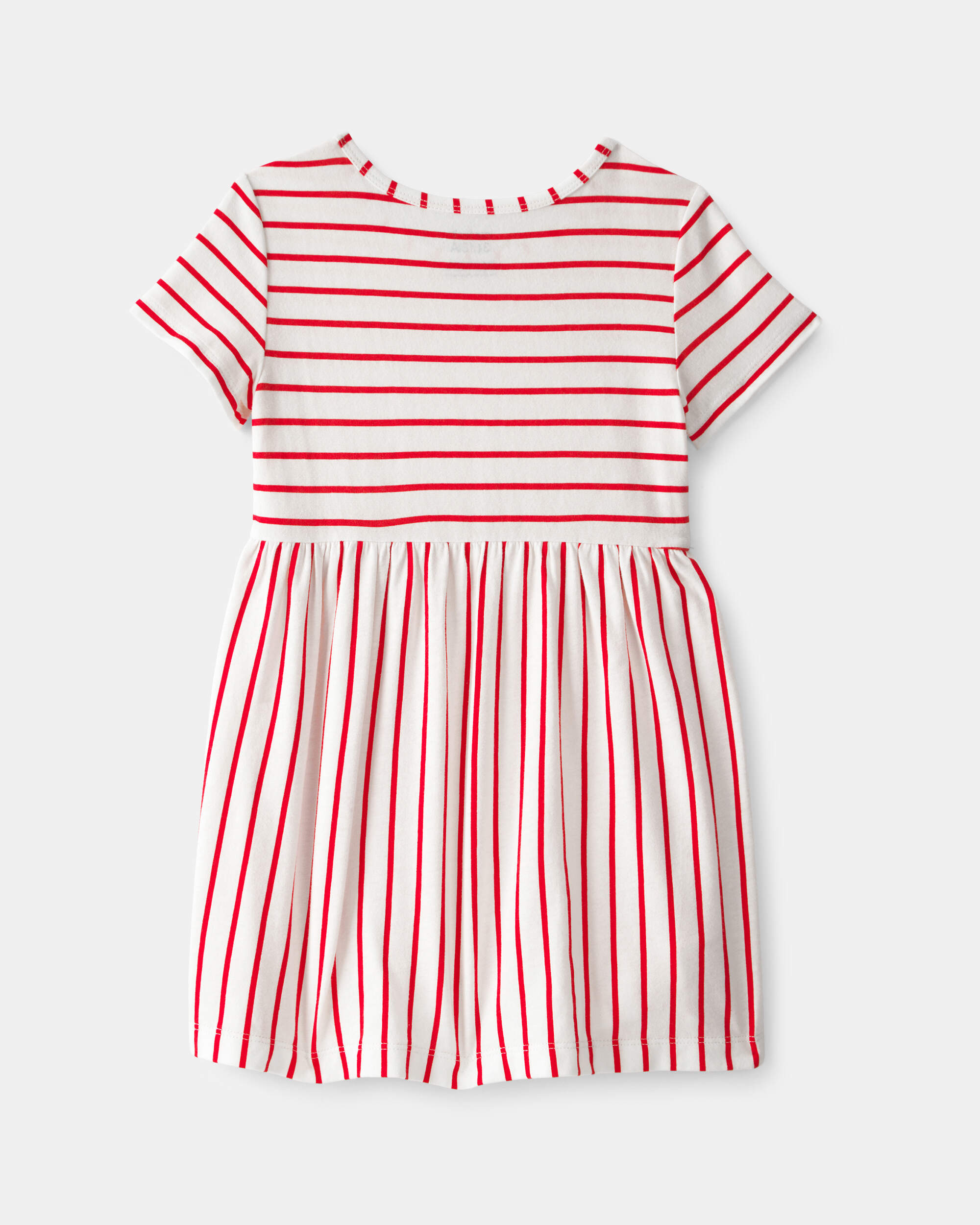 Toddler Girl Striped Short-Sleeve Dress - Red/Ivory