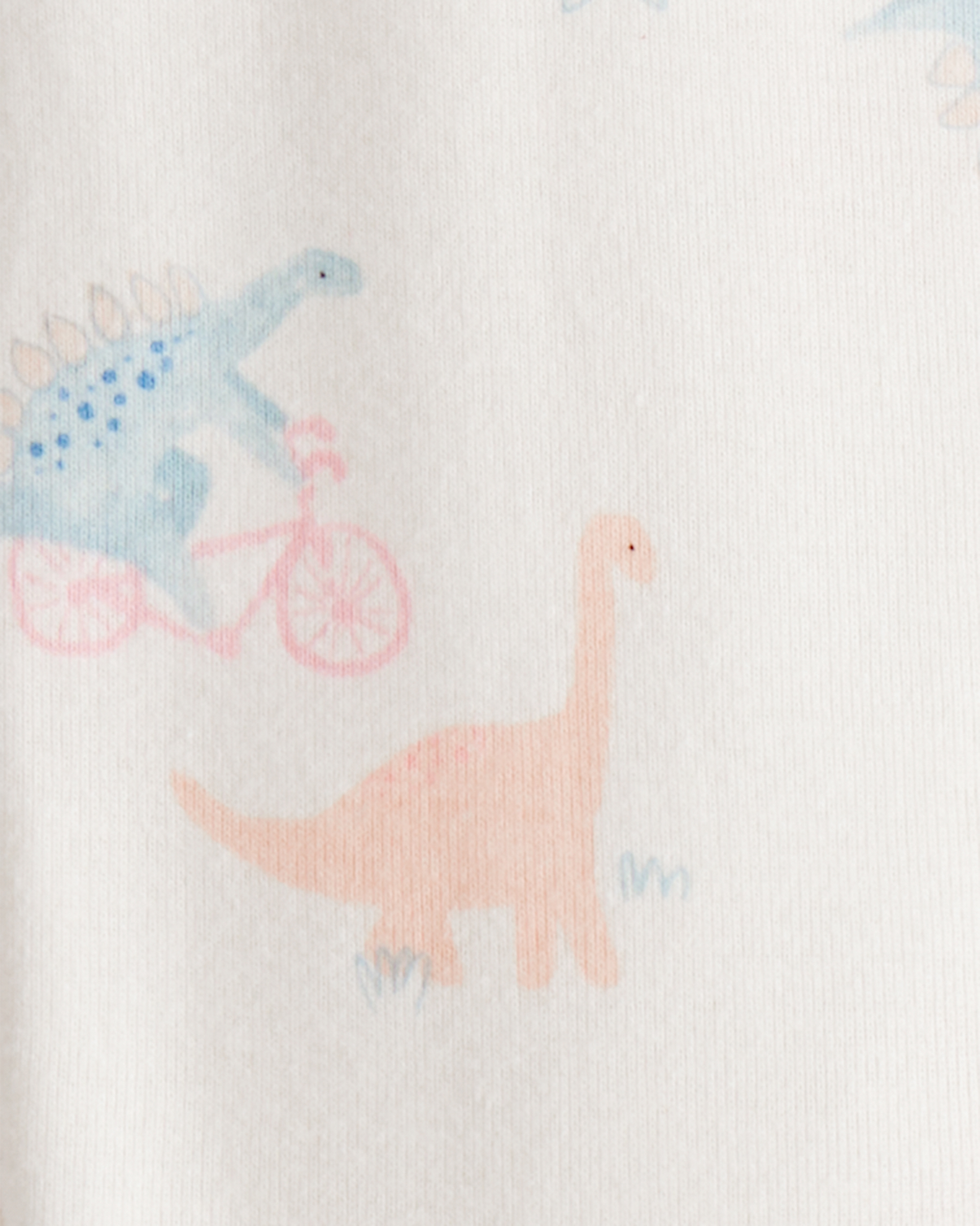 Toddler Girl Dinosaur Print 100% Cotton Long-Sleeve 2-Way Zip 1-Piece Pyjamas - White