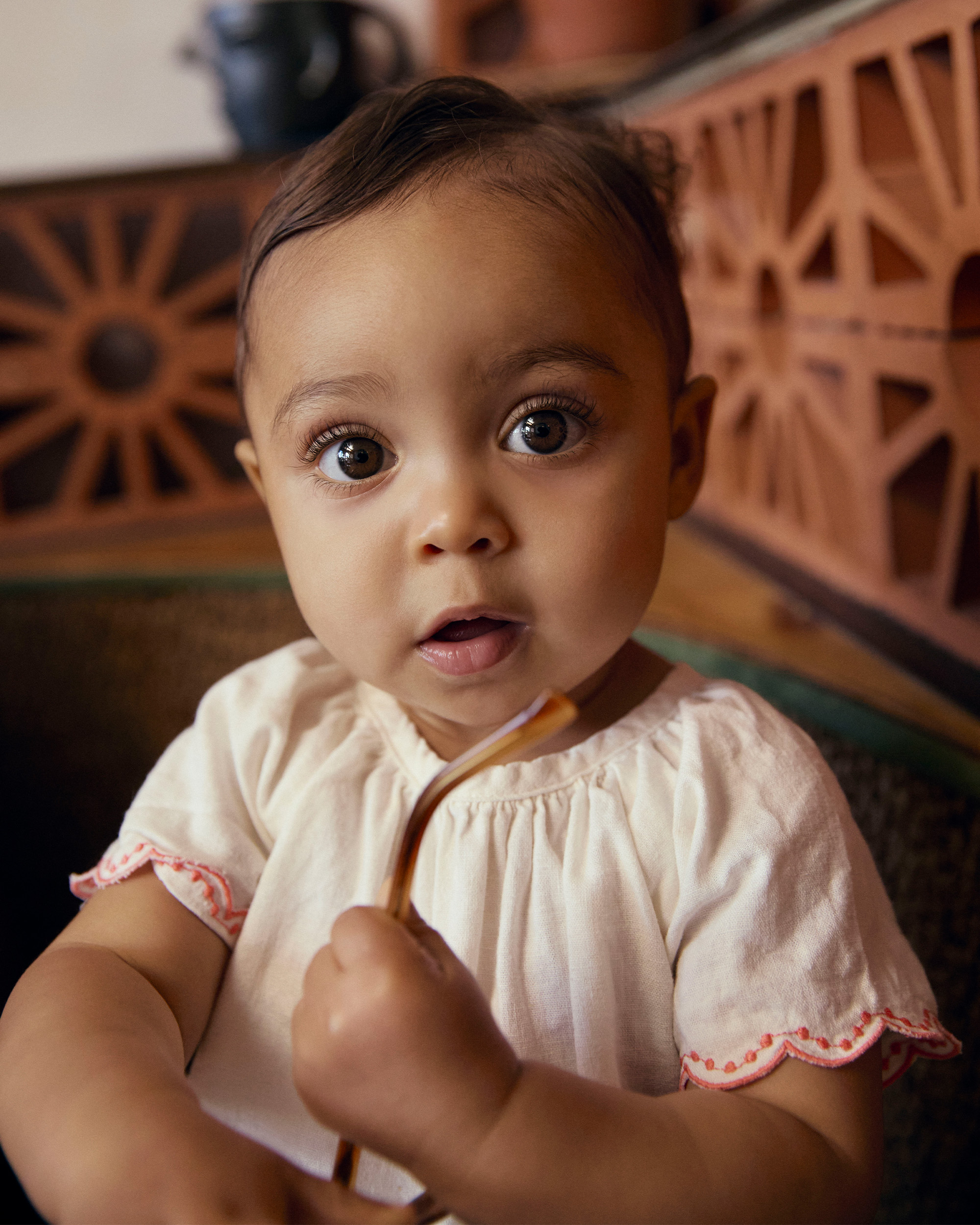 Baby Girl 2-Piece Solid Linen Short-Sleeve Overall Set - White