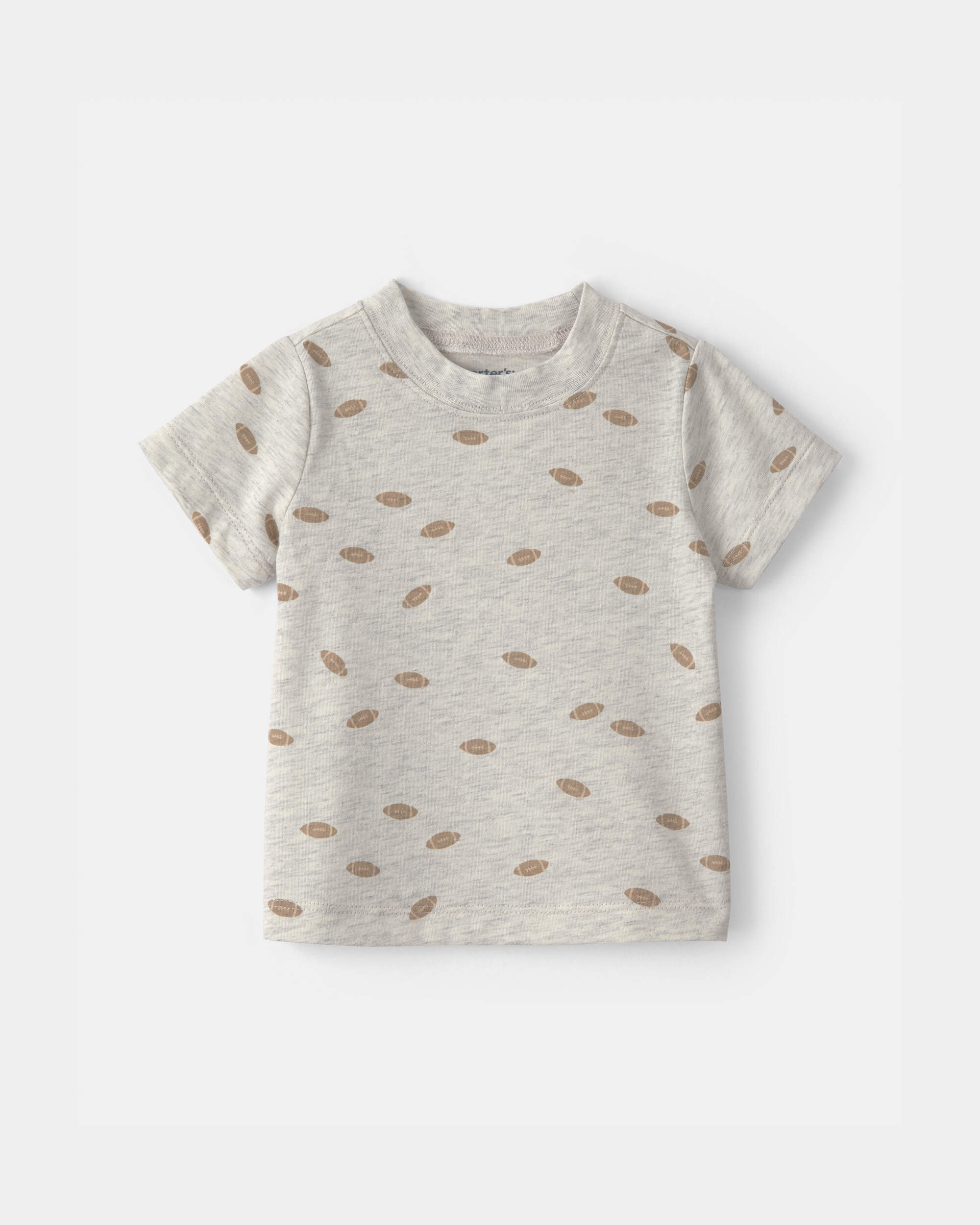 Baby Boy 2-Piece Football Shortall Set - Brown/Grey