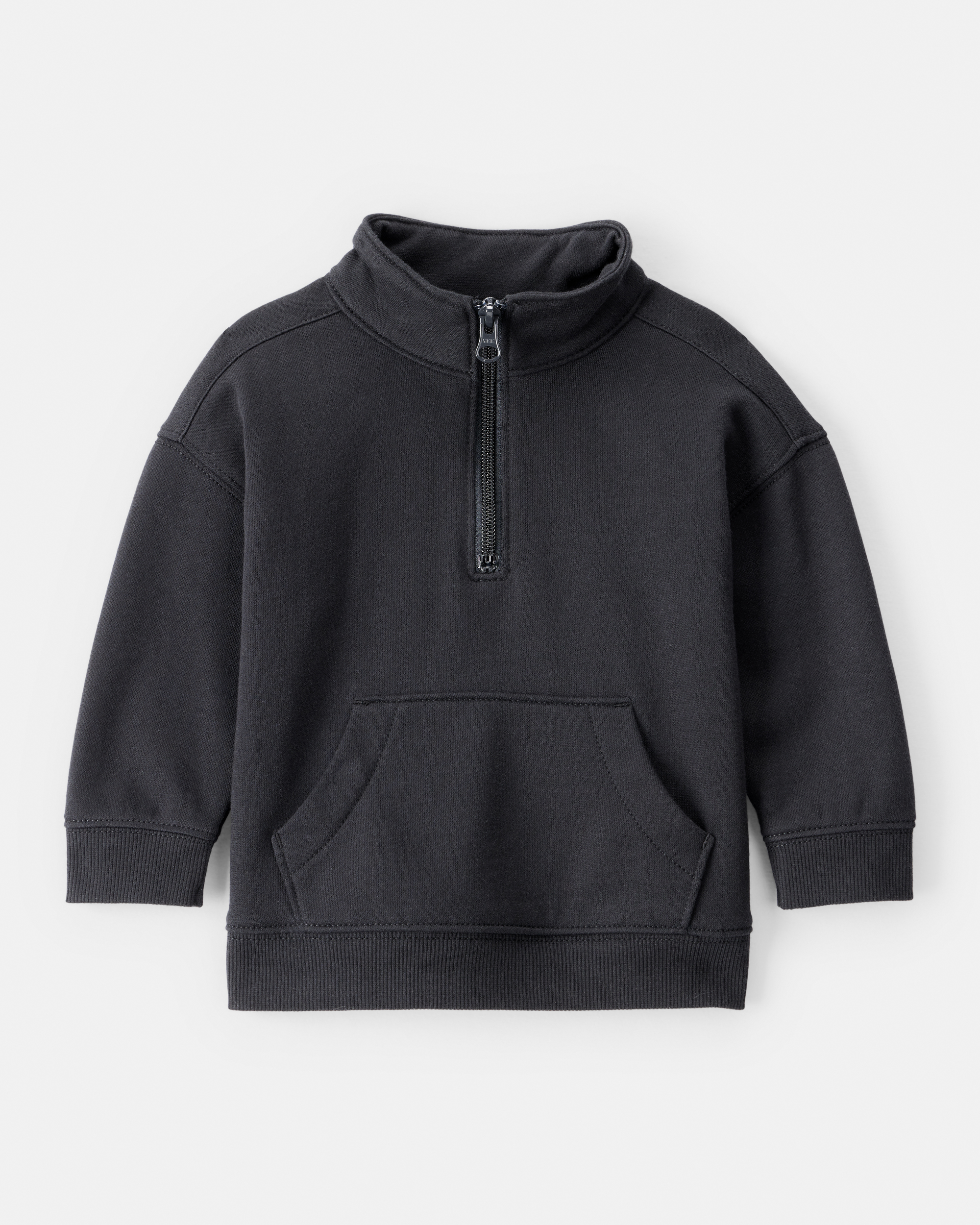 Baby Boy Solid Fleece Quarter Zip Sweatshirt - Black