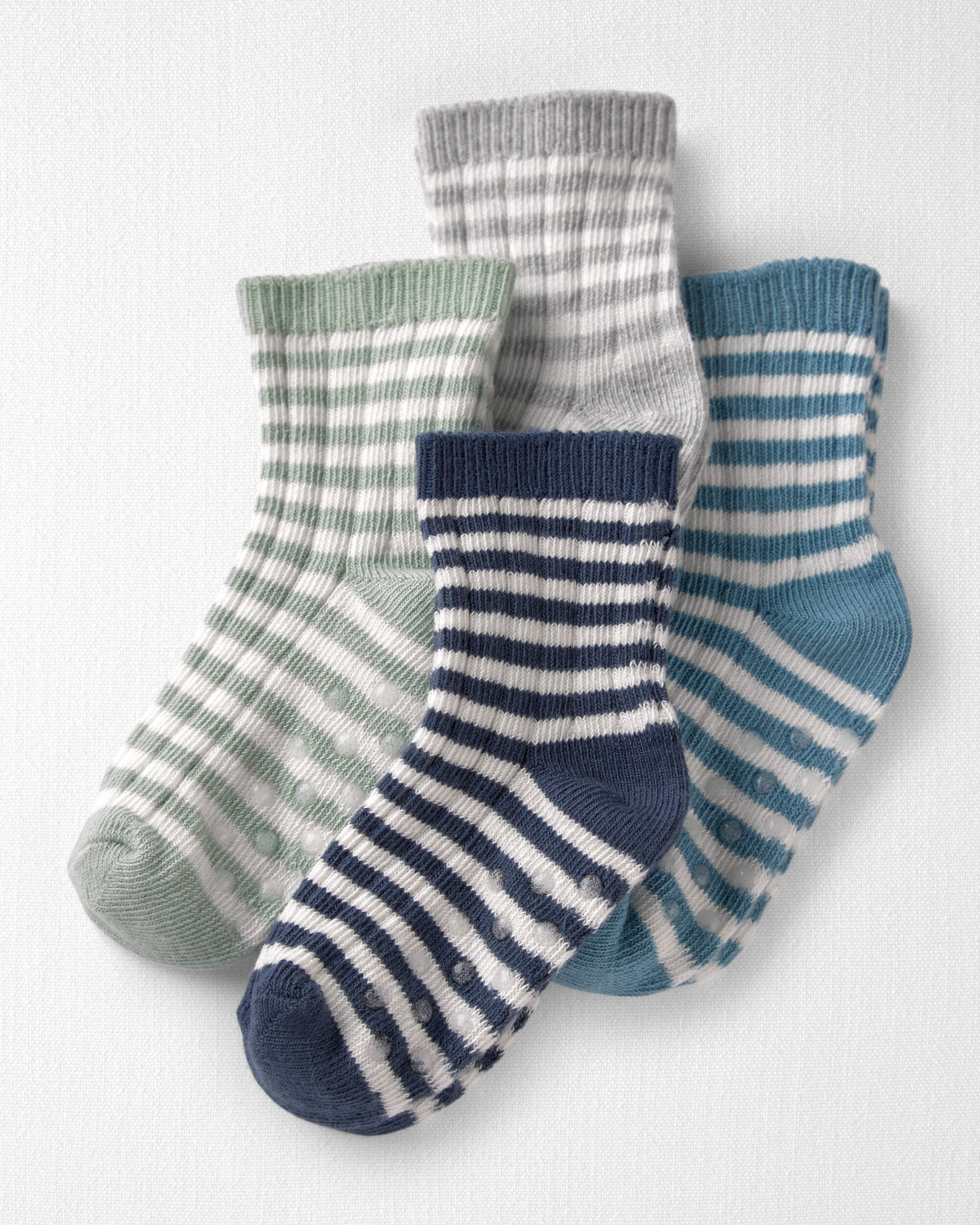 Toddler 4-Pack Striped Slip Resistant Socks Made with Organic Cotton