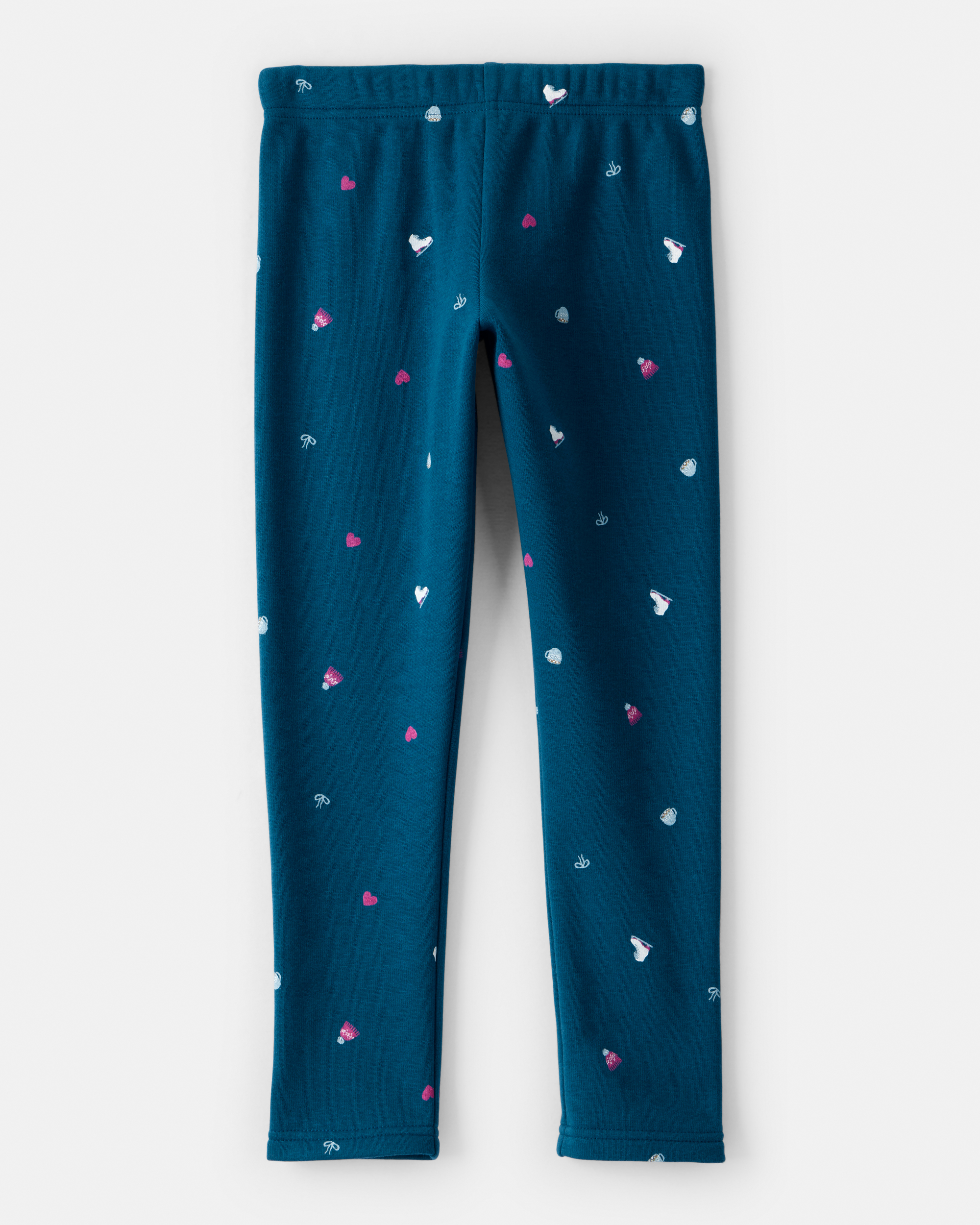 Kid Ice Skate Print Pull-On Stretch Cozy Leggings - Blue
