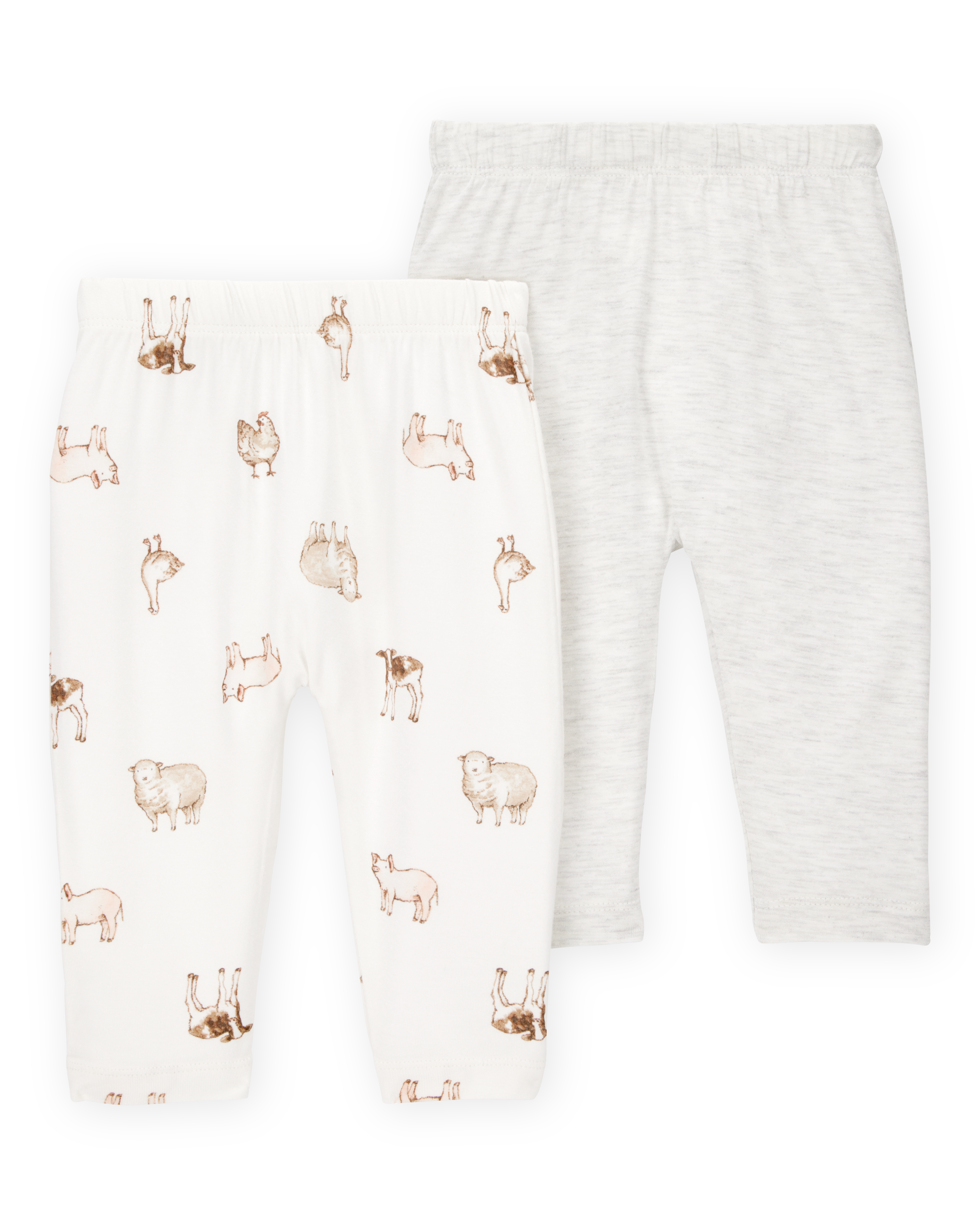 Baby Girl 2-Pack PurelySoft Pull-On Pants - Grey/Ivory