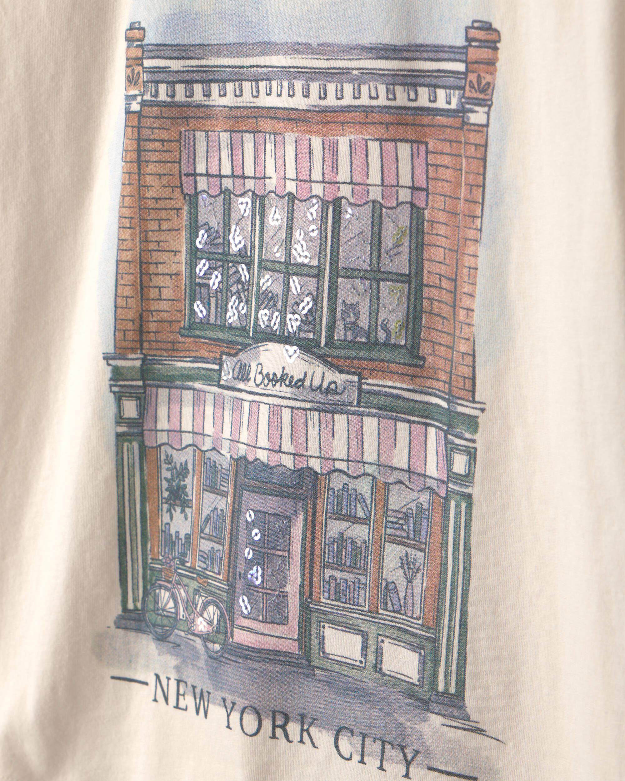Girls 'New York City' Graphic Tee - Cream