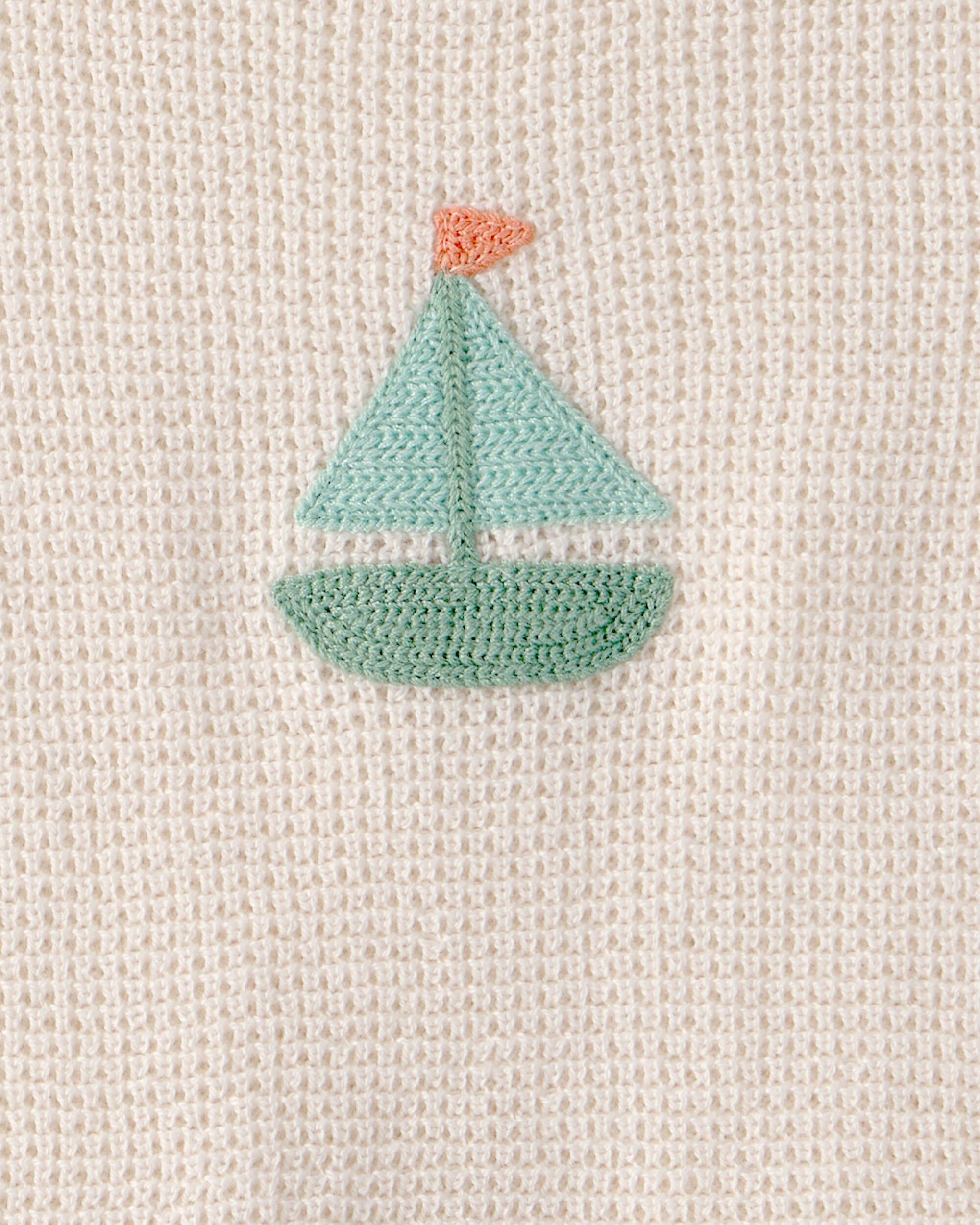 Baby 2-Piece Sailboat Crochet Top & Short Set - Cream