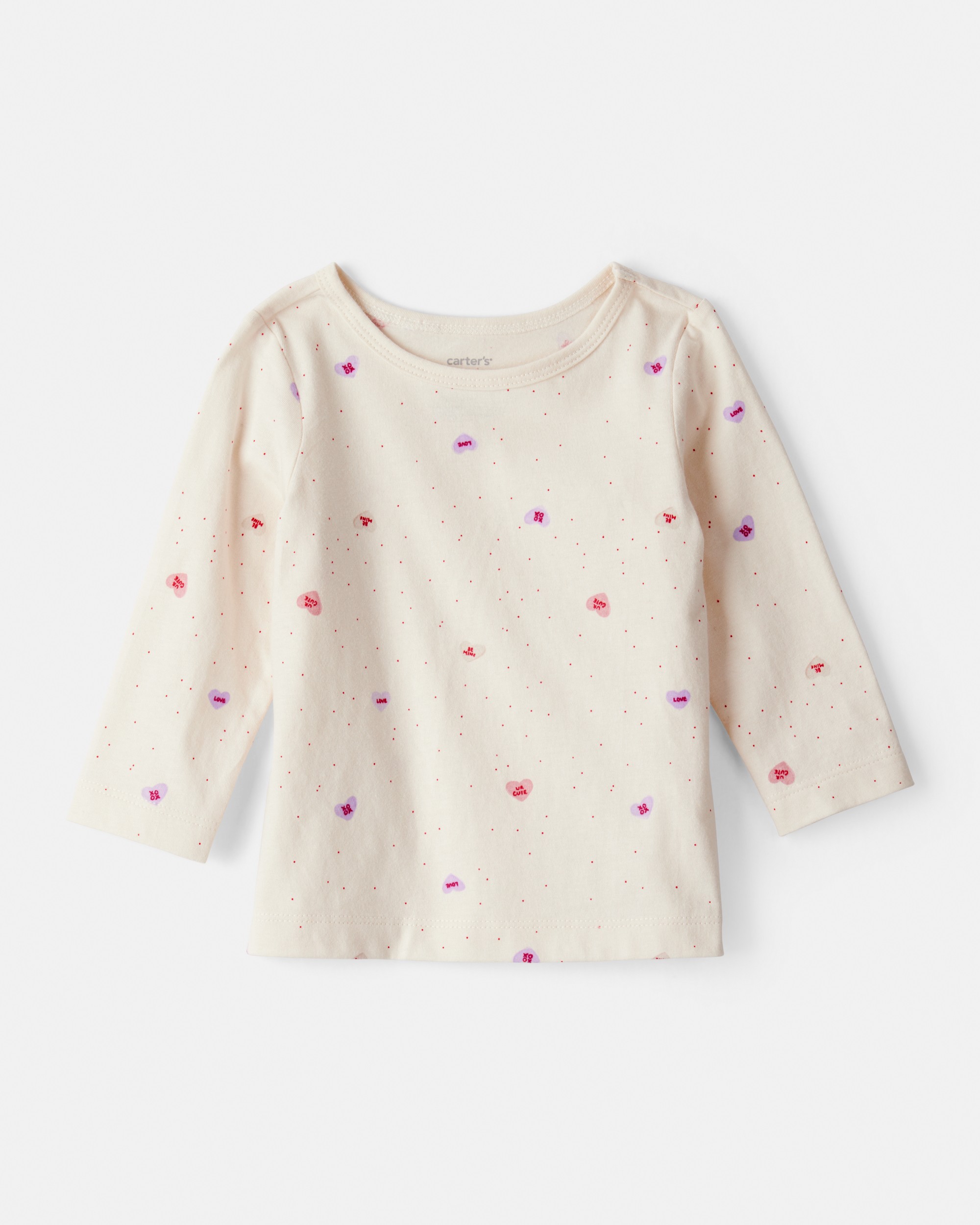 Baby Girl Valentine's Day 3-Piece Heart Long-Sleeve Top & Skirt Set - Pink