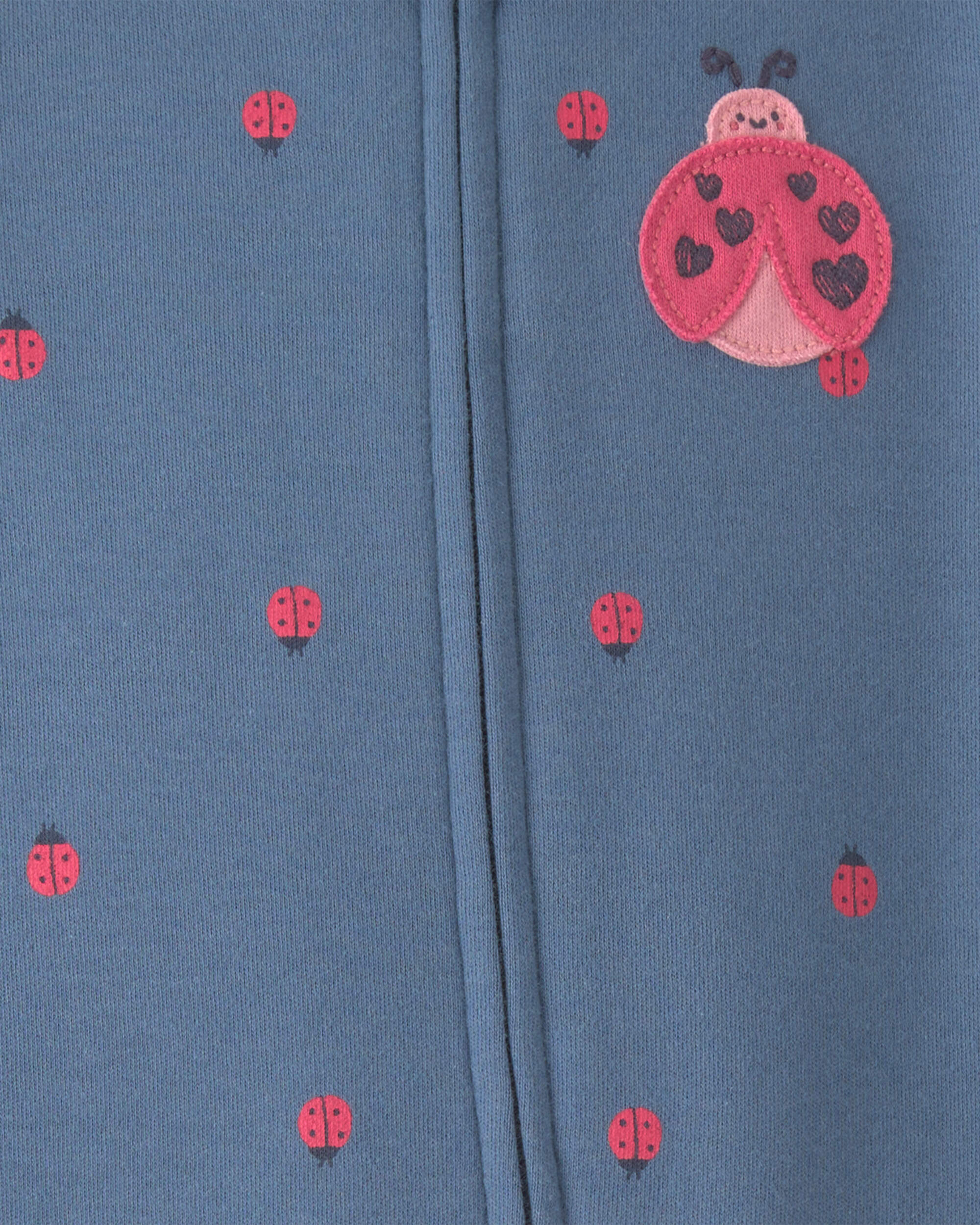 Baby Girl Ladybug 100% Cotton 2-Way Zip Sleeper - Blue