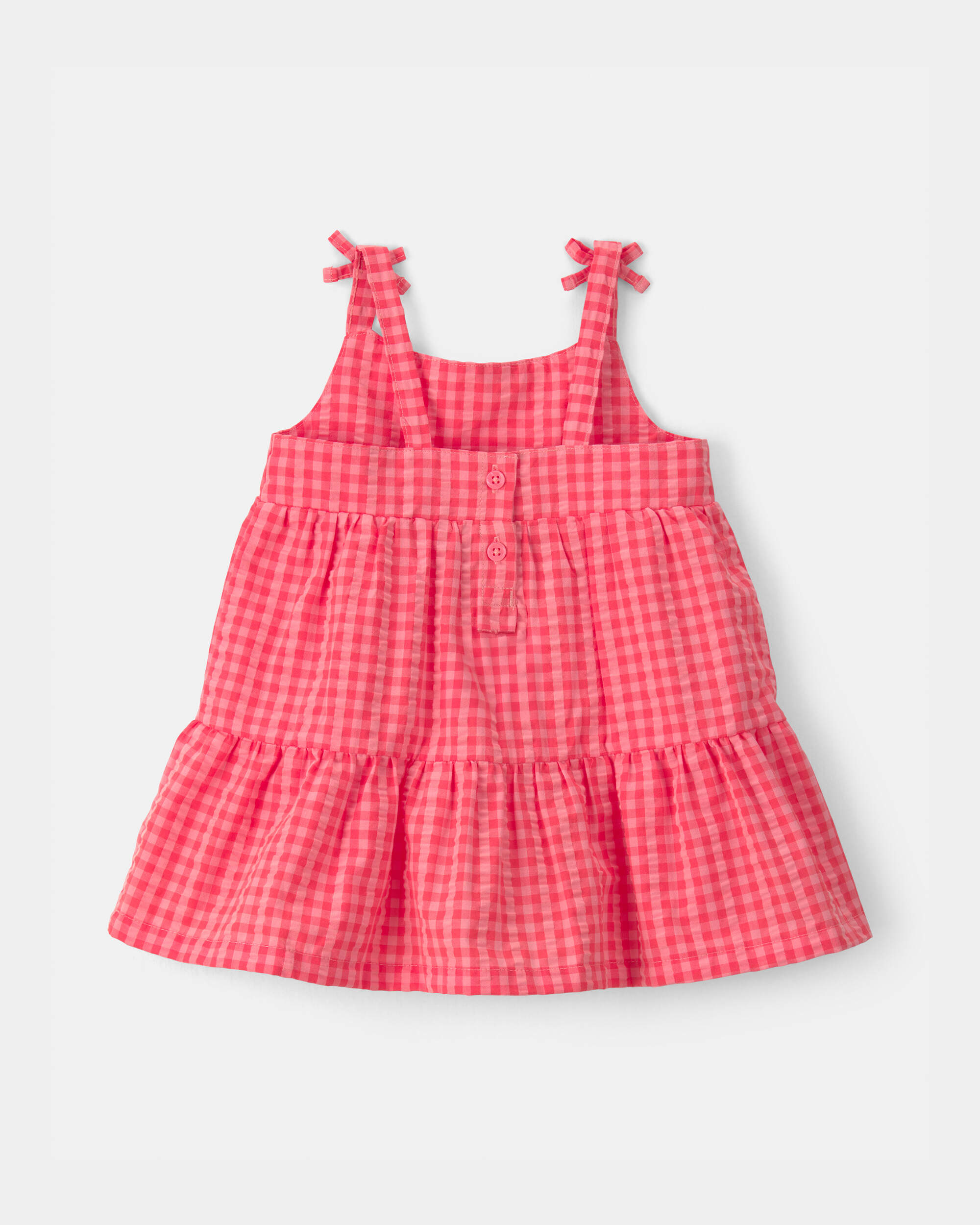 Baby Girl Gingham Sleeveless Dress - Pink