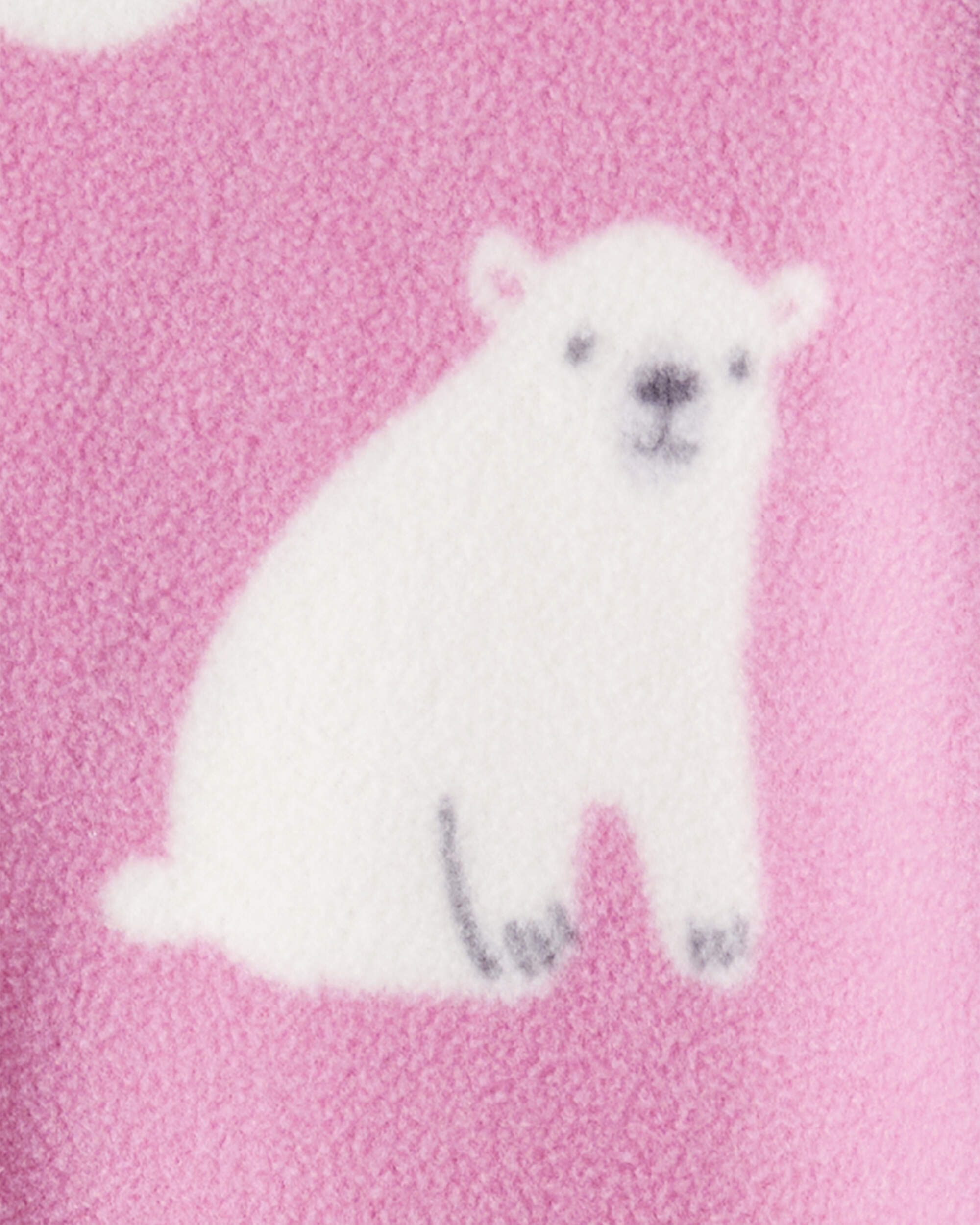Baby Girl Polar Bear Print Loose Fit Long-Sleeve Sleeper - Pink