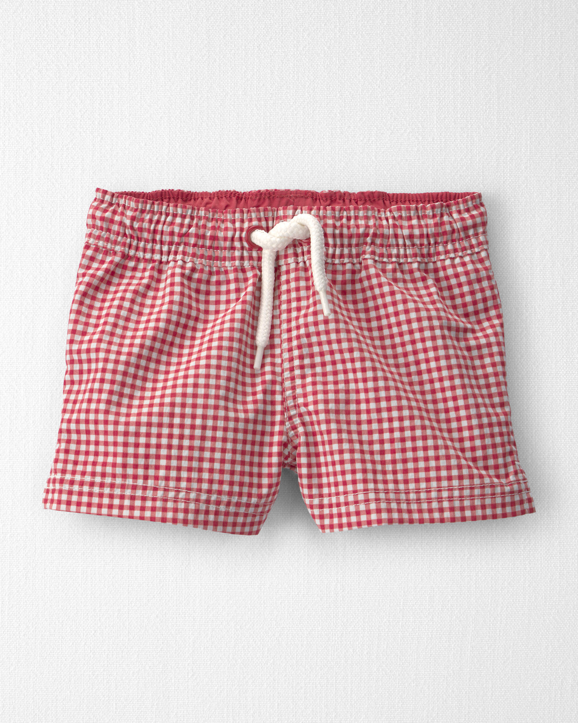 Baby Boy Recycled Swim Trunks Red Gingham