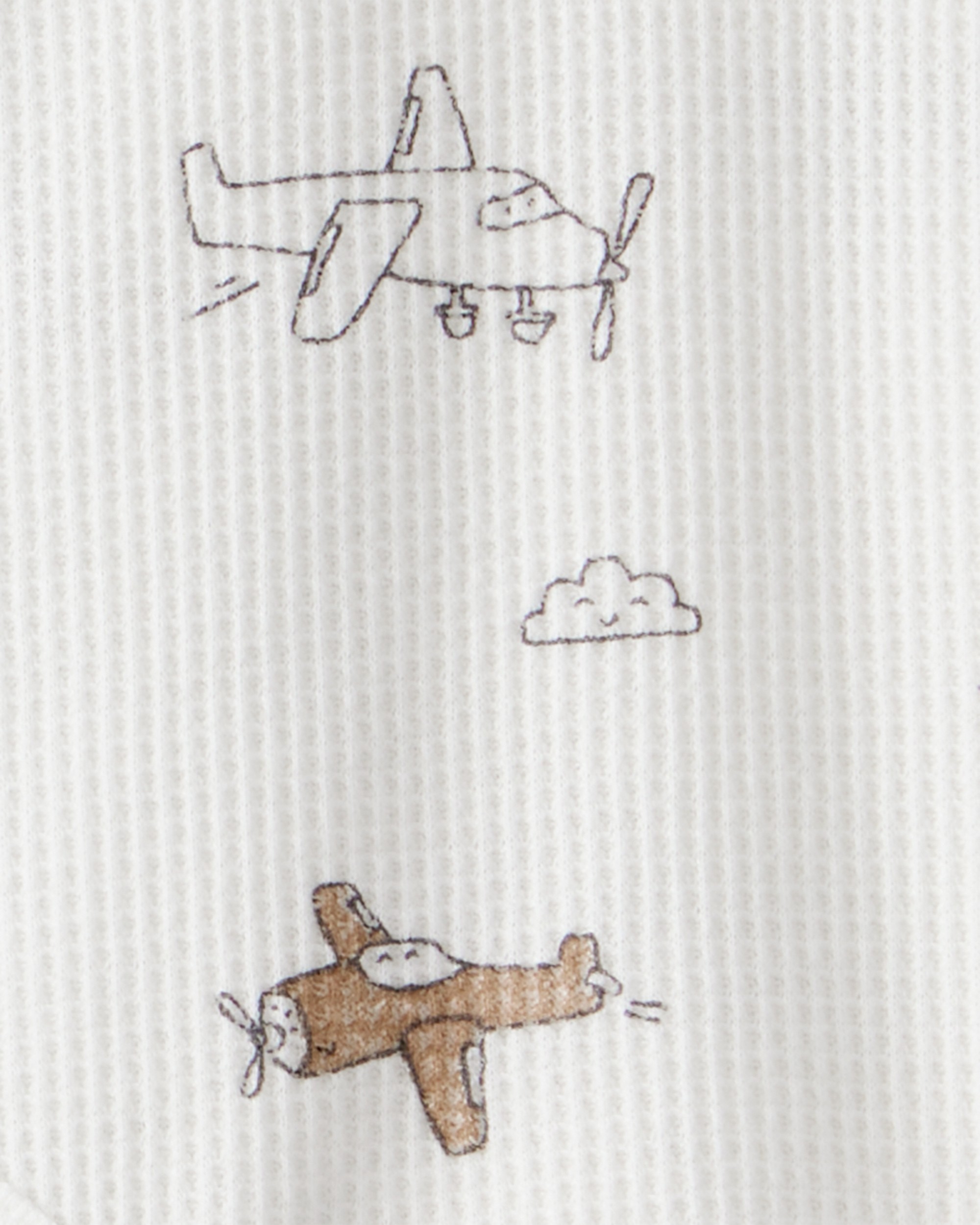 Baby Boy 2-Piece Airplane Thermal Bodysuit & Jogger Set - Green/White