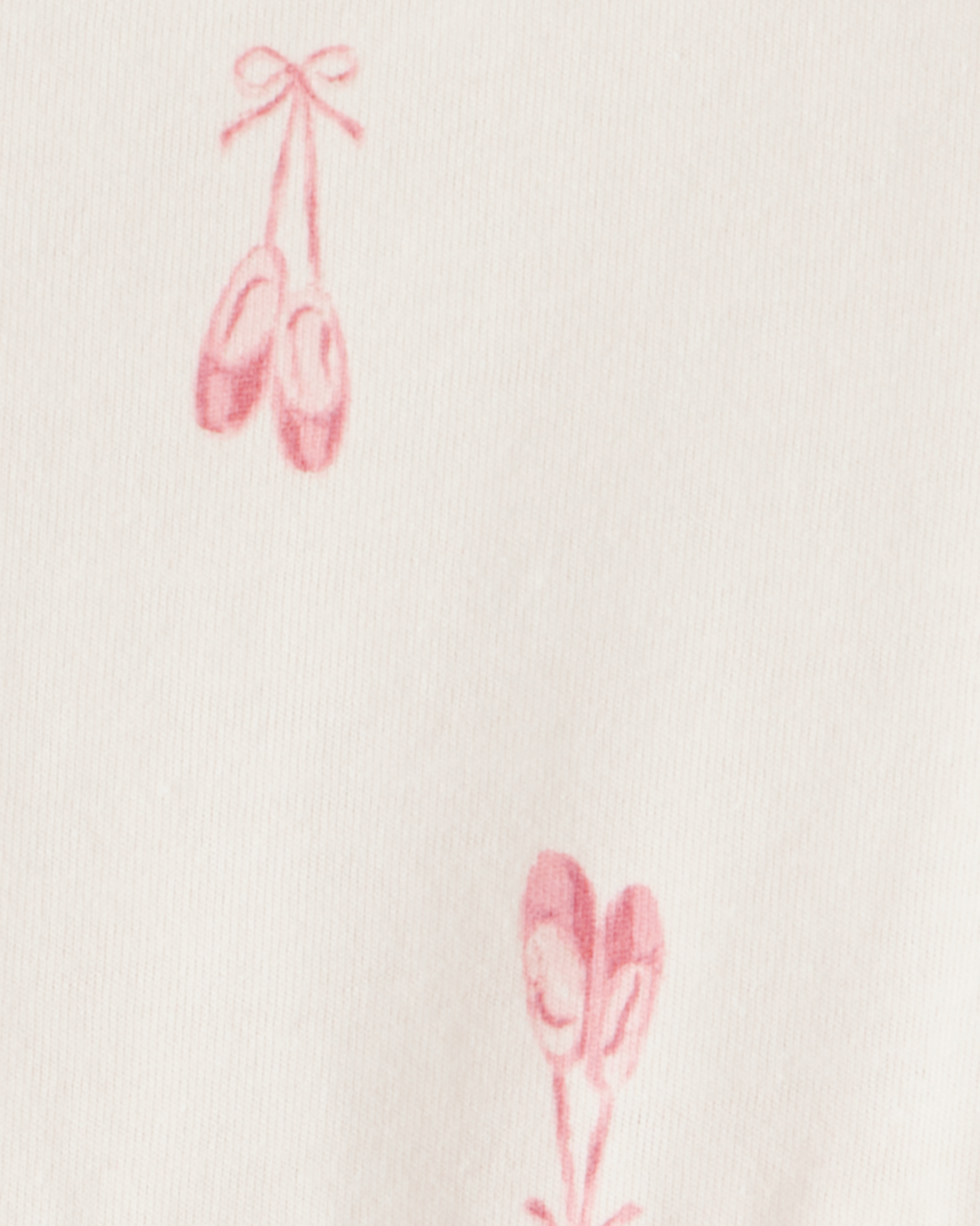 Baby Girl Ballet Slipper Print Long-Sleeve Dress - Ivory