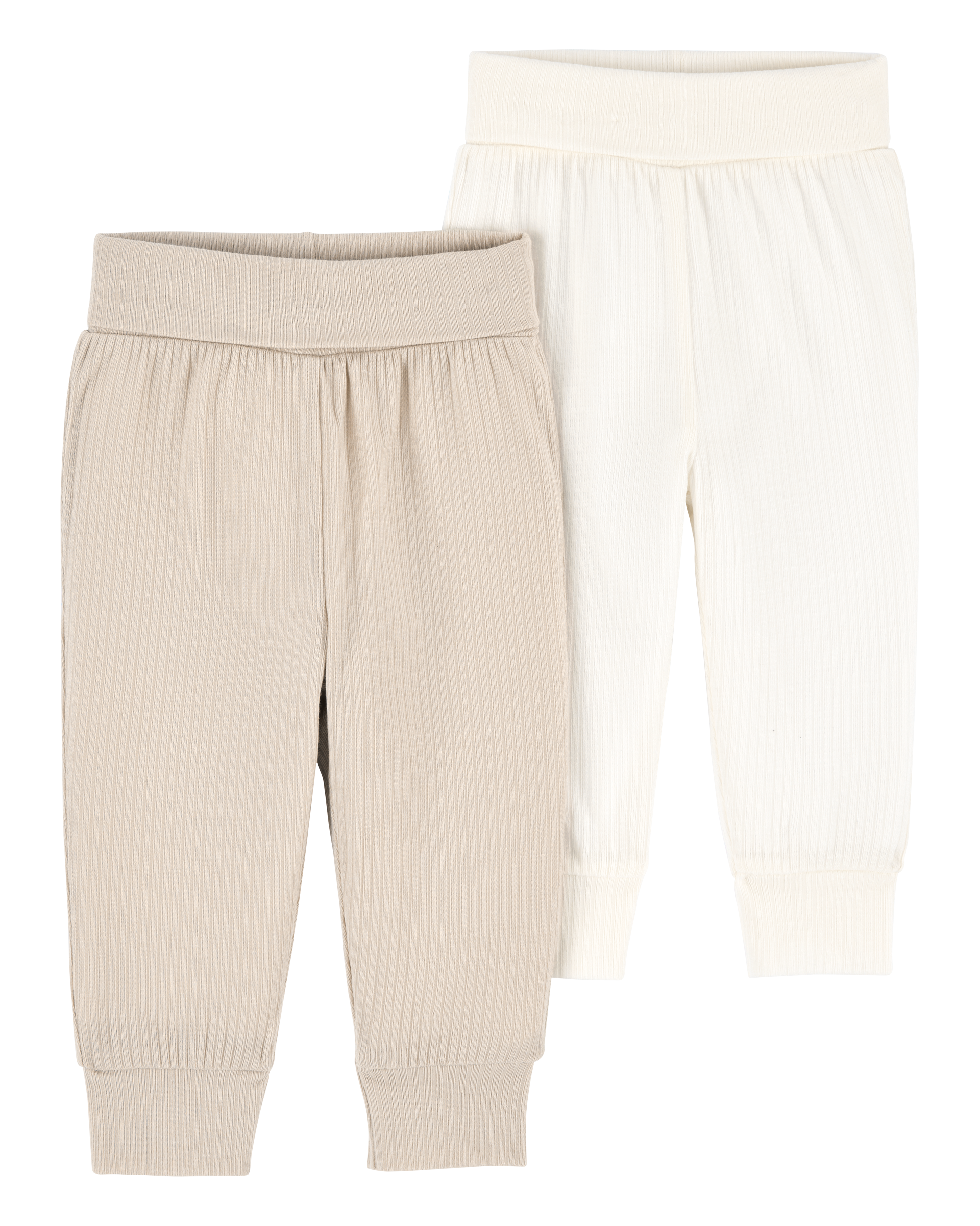 Baby Girl 2-Pack PurelySoft Pull-On Pants - Khaki/Ivory