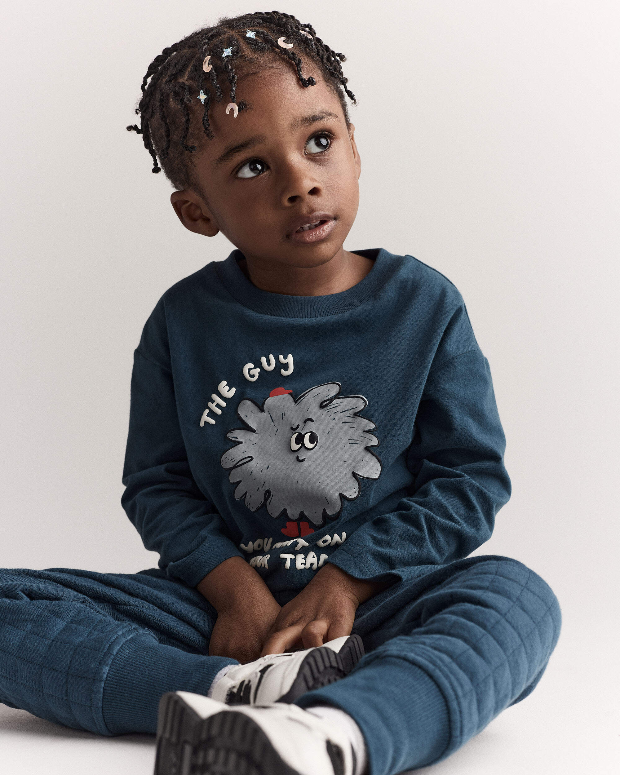 Toddler Boy Squish Character Long-Sleeve Relaxed Graphic Tee - Deep Teal