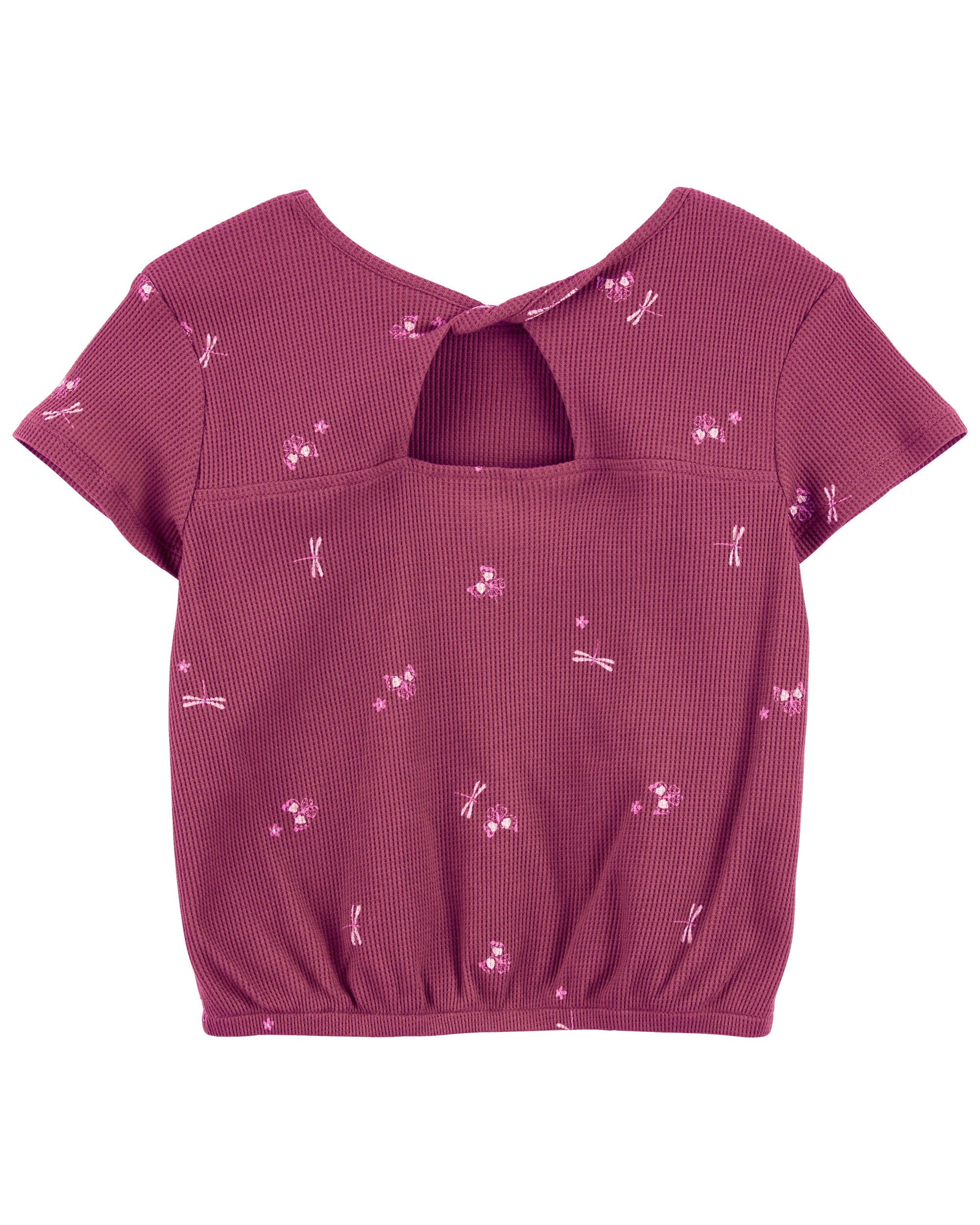 Kid Butterfly Print Twist Back Top