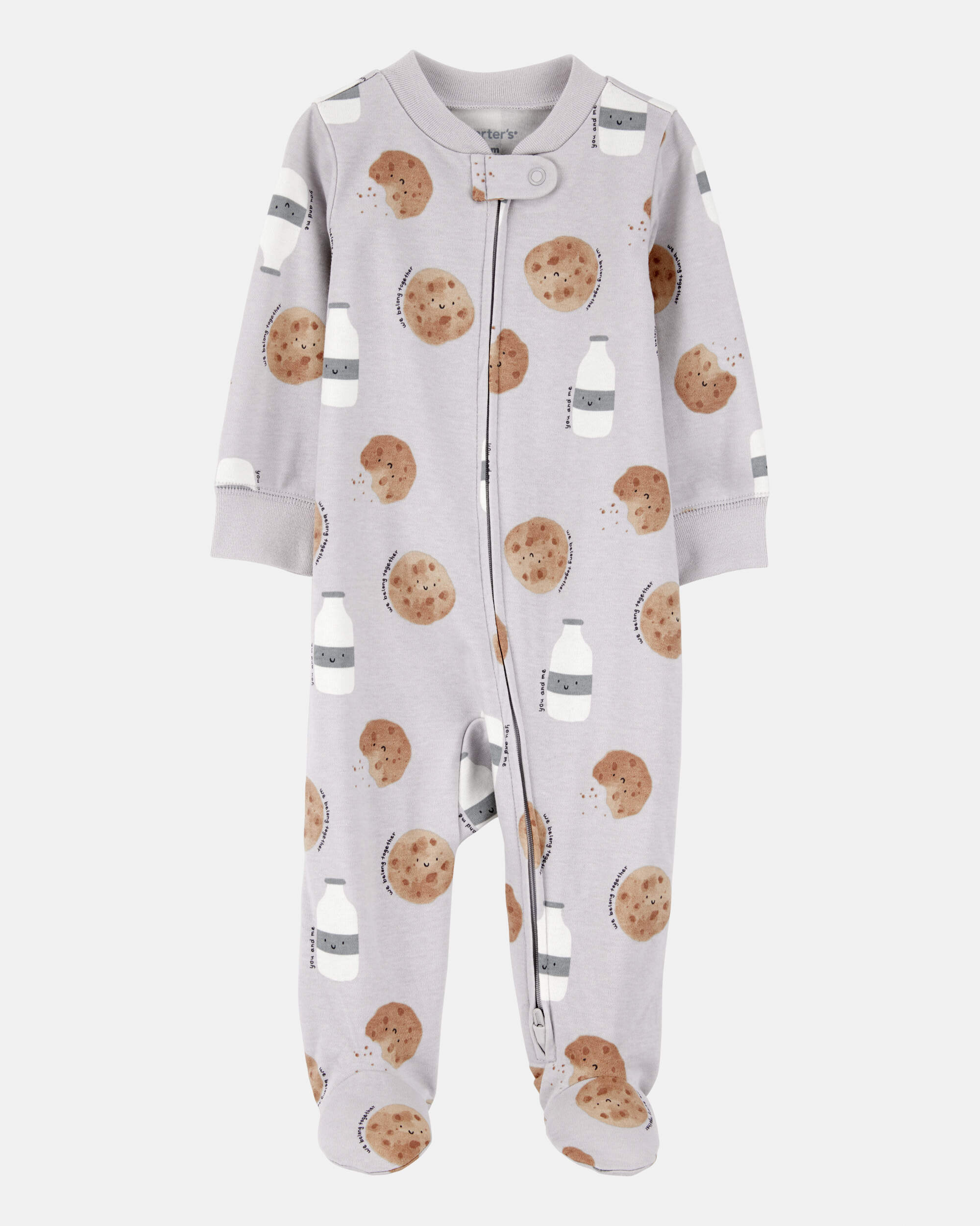 Baby Milk & Cookies 2-Way Zip Cotton Sleeper