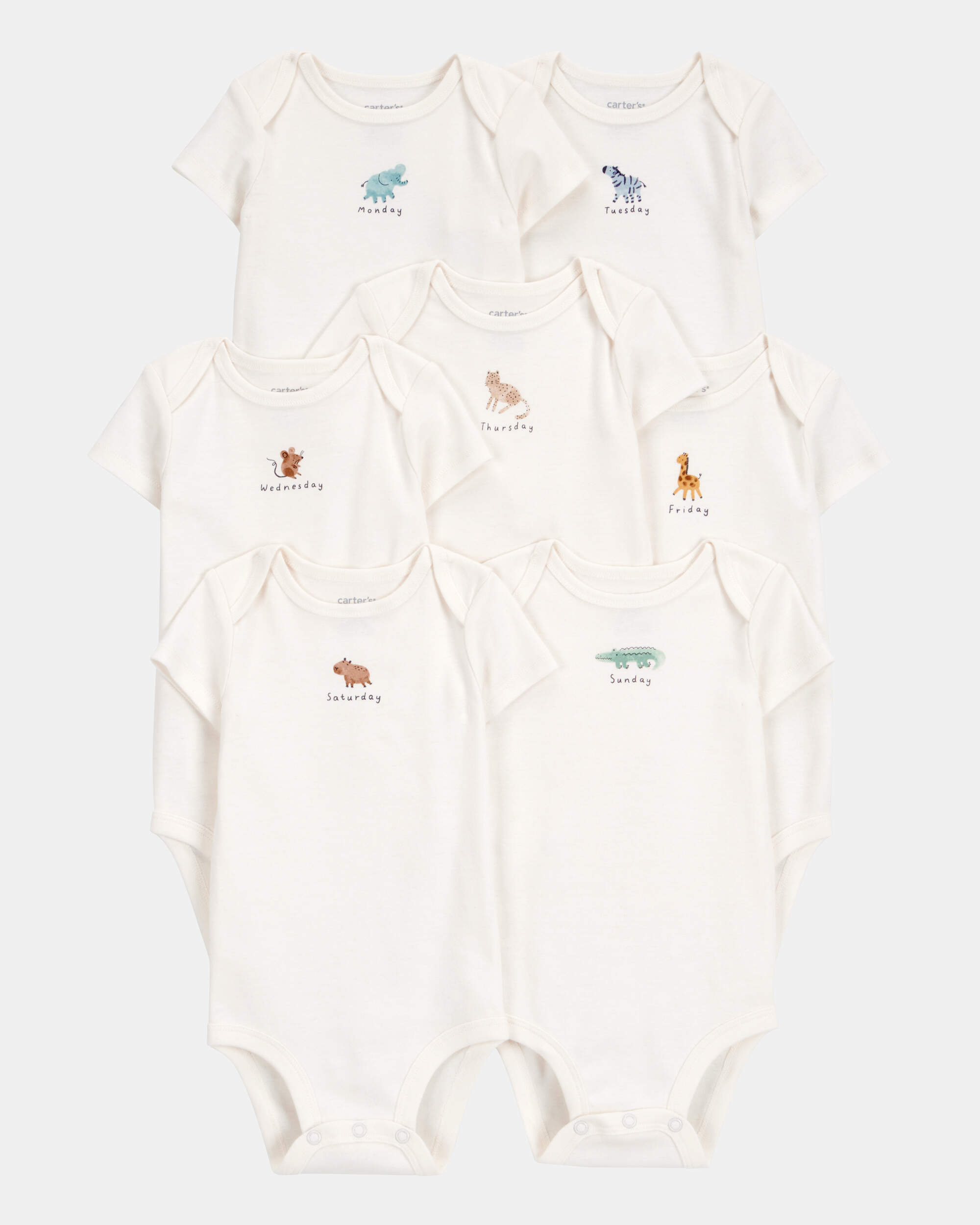Baby 7-Pack Days Of The Week Short-Sleeve Cotton Bodysuits
