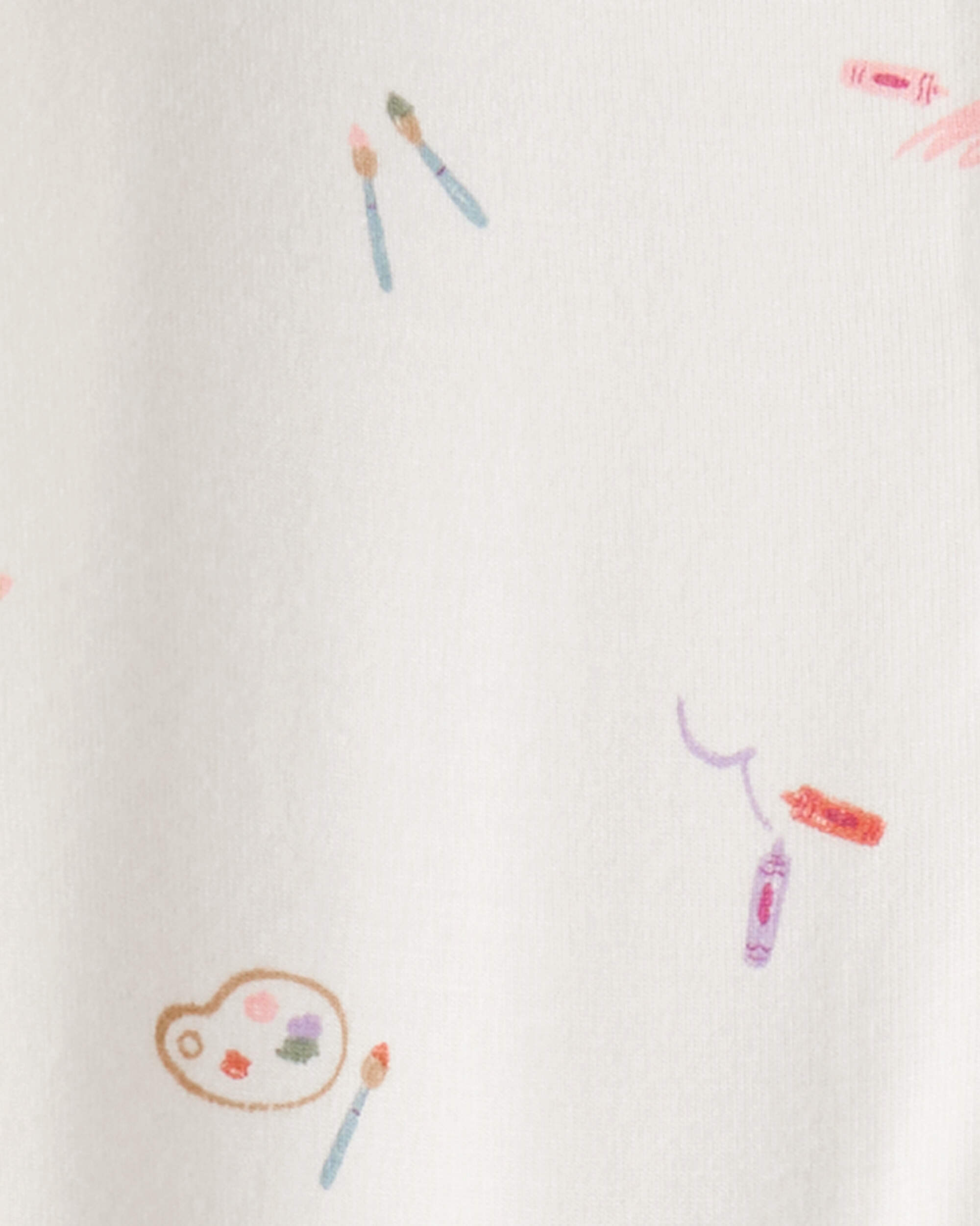 Baby Girl Painting & colouring Print PurelySoft Long-Sleeve 2-Way Zip 1-Piece pyjamas - Ivory