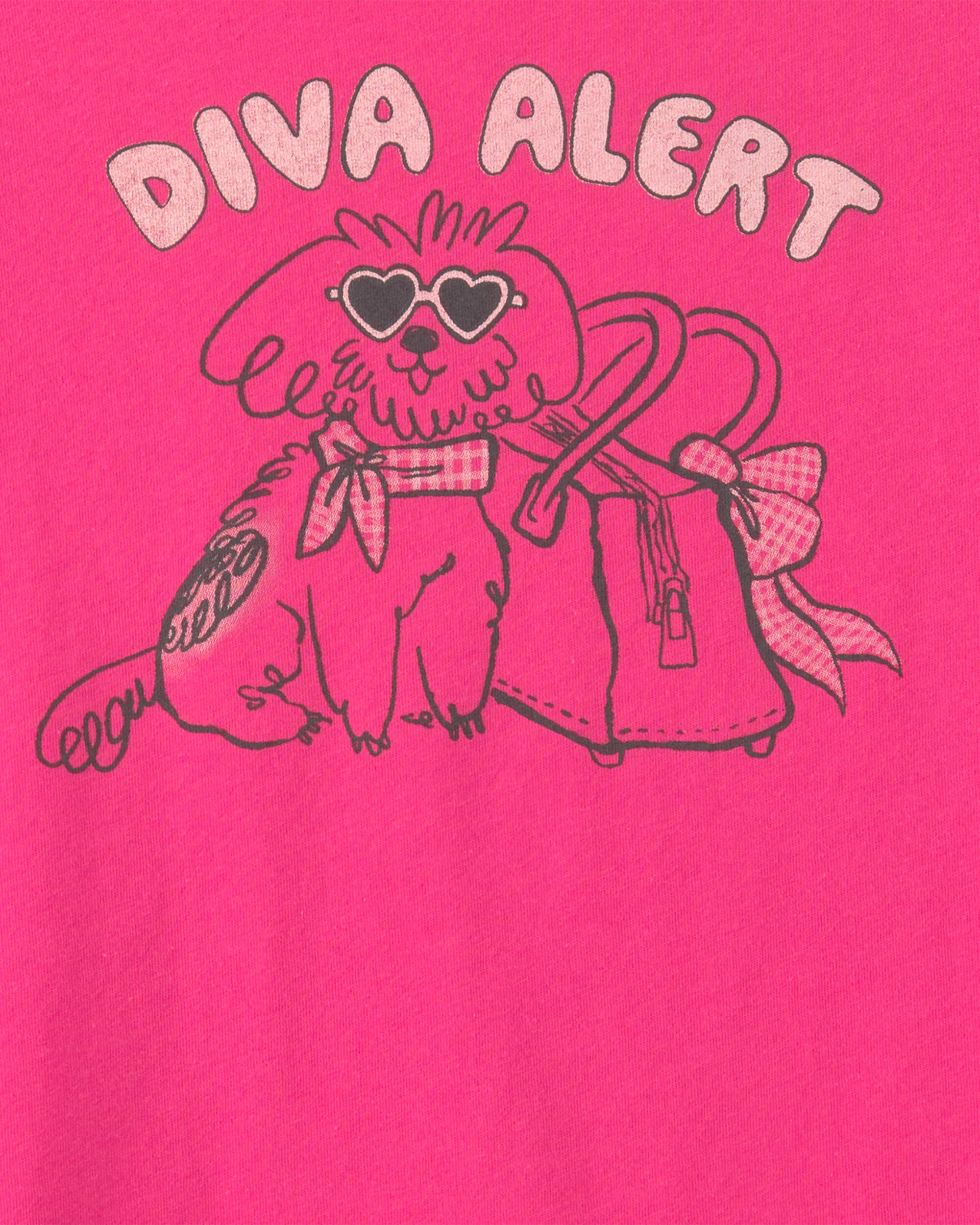Girls 'Diva Alert' Dog Graphic Tee - Pink