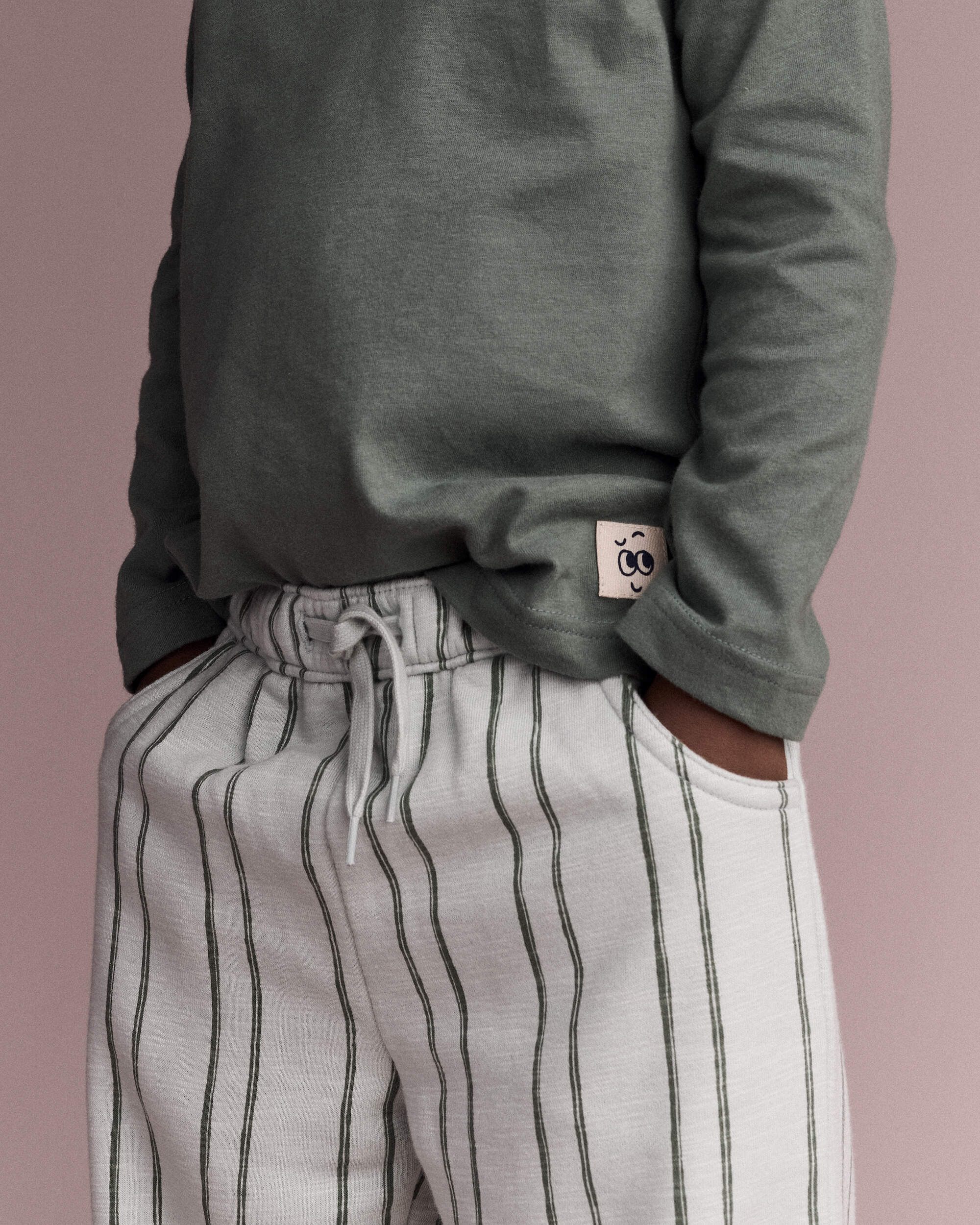 Toddler Striped French Terry Pocket Pants - Sage