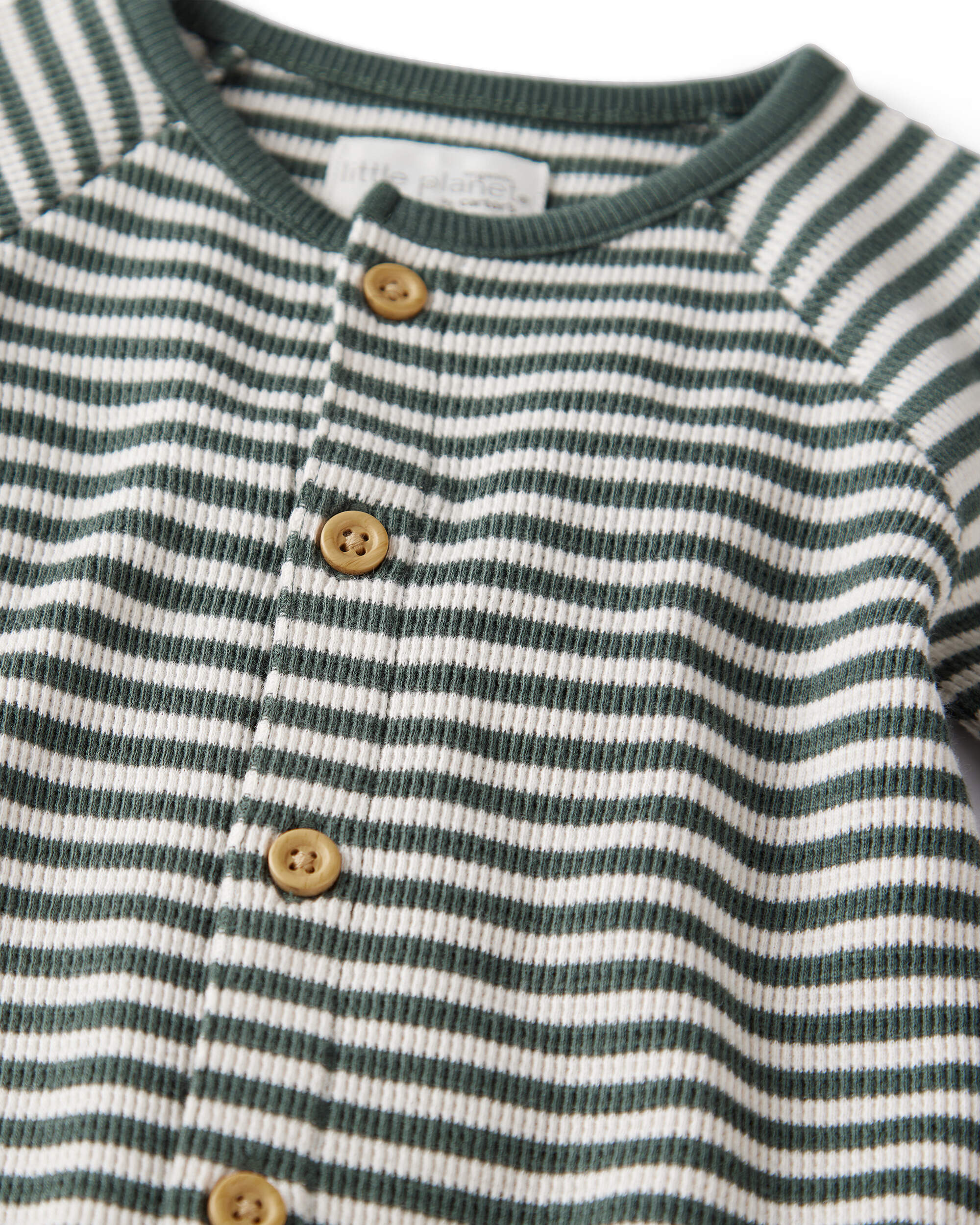 Baby Organic Cotton Waffle Knit Jumpsuit Stripes