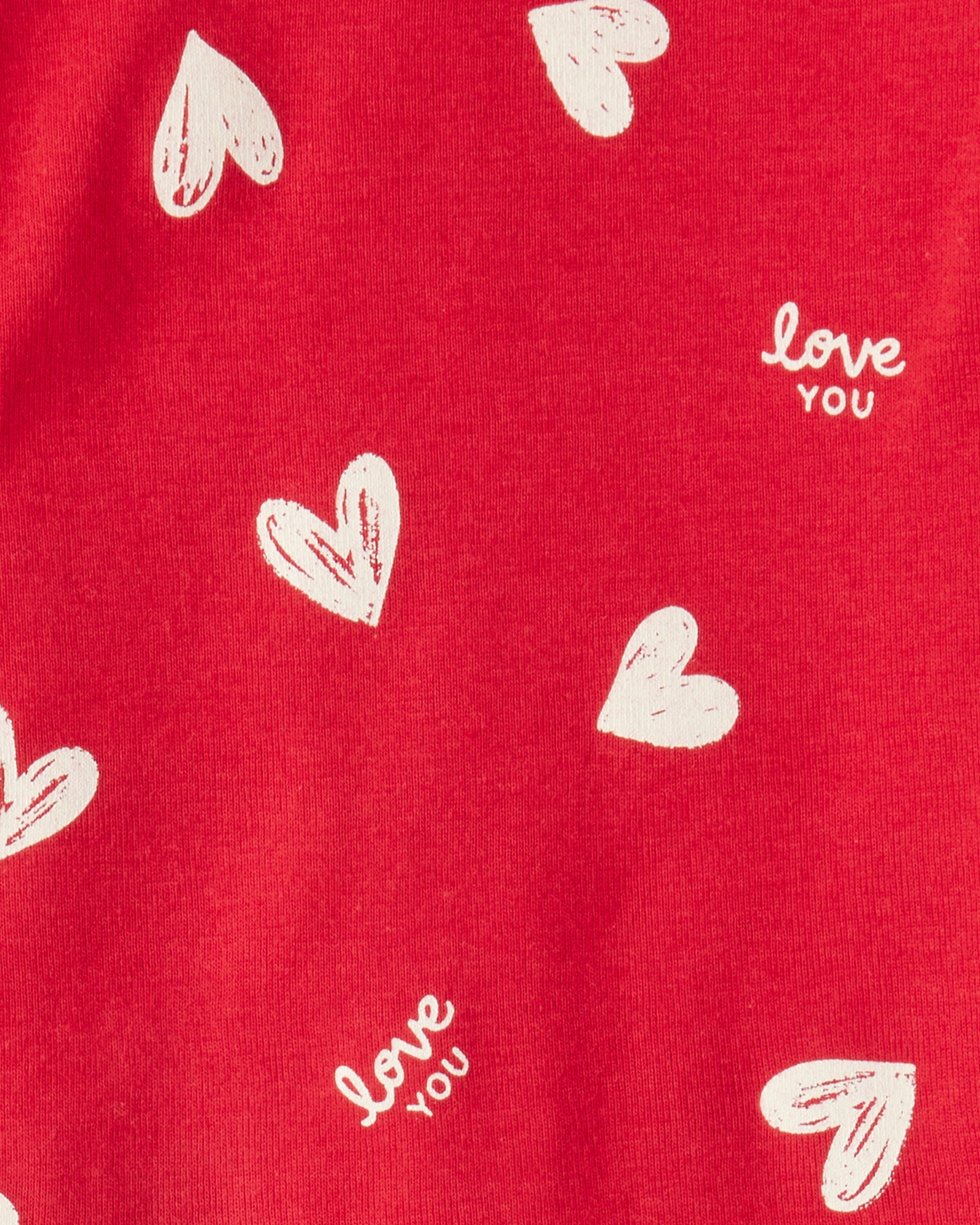 Toddler Valentine's Day Heart 100% Cotton Snug Fit 2-Piece Pyjamas - Red