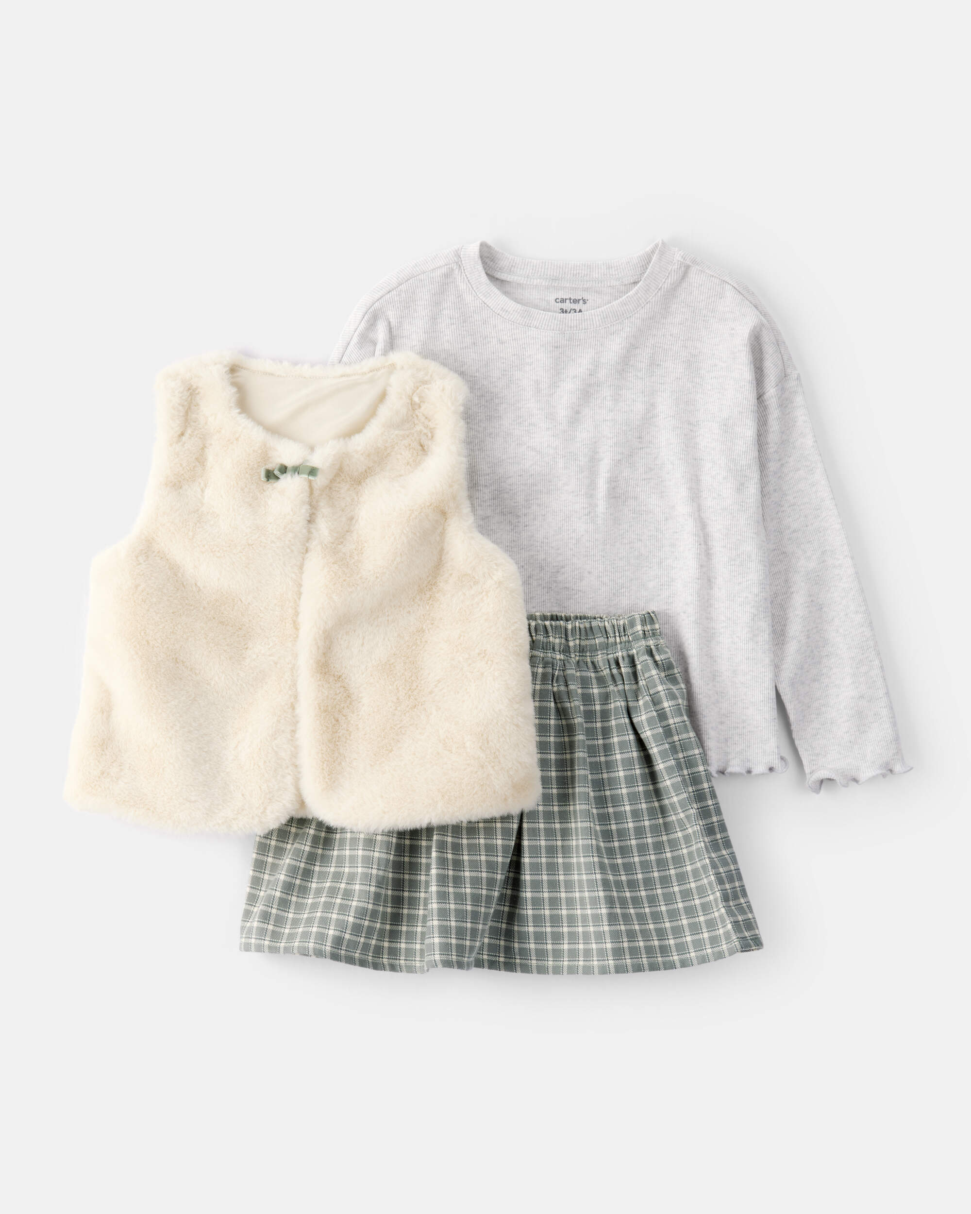 Toddler Girl 3-Piece Long-Sleeve Vest Set