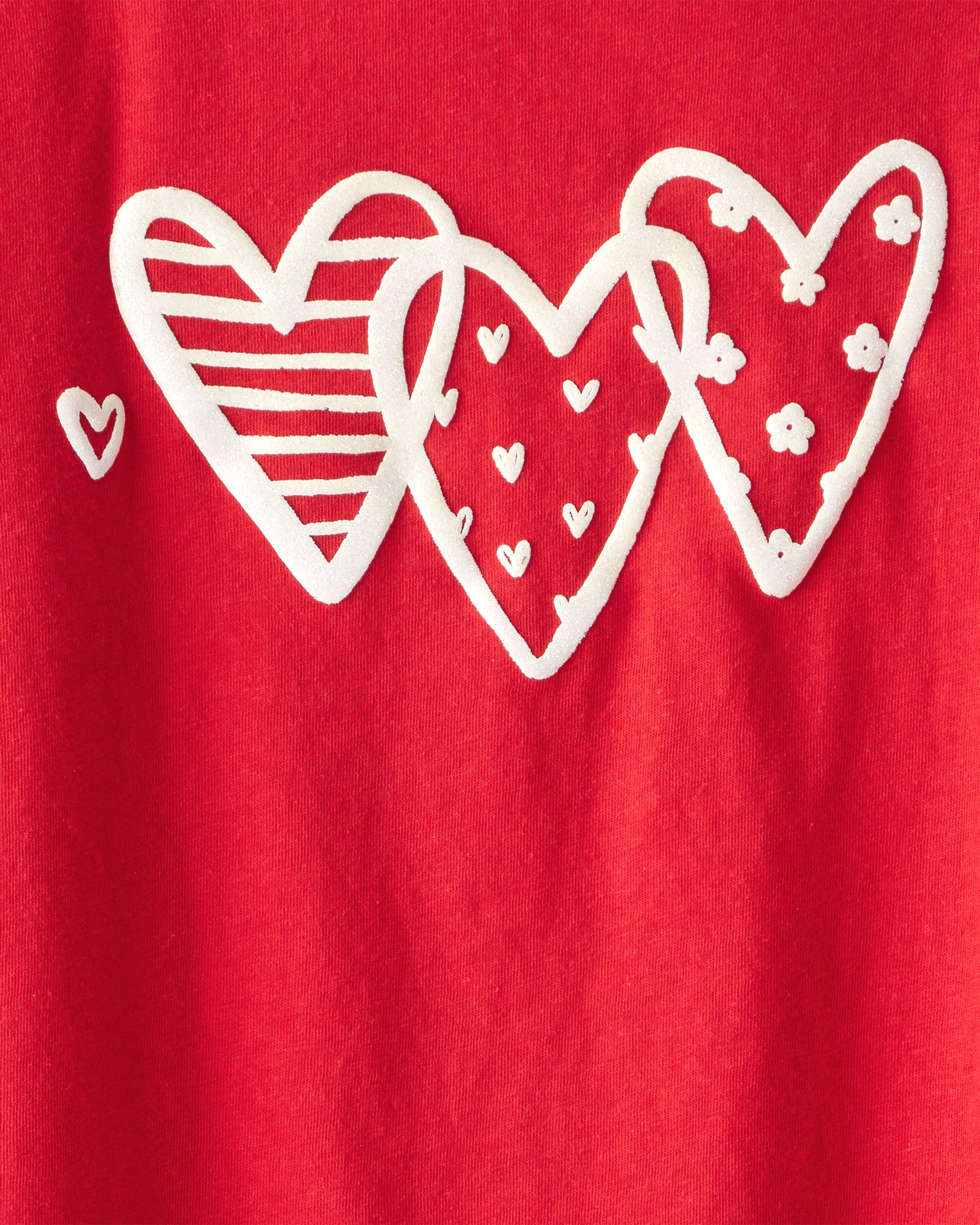 Girls Valentine Heart Long-Sleeve Graphic Tee - Red