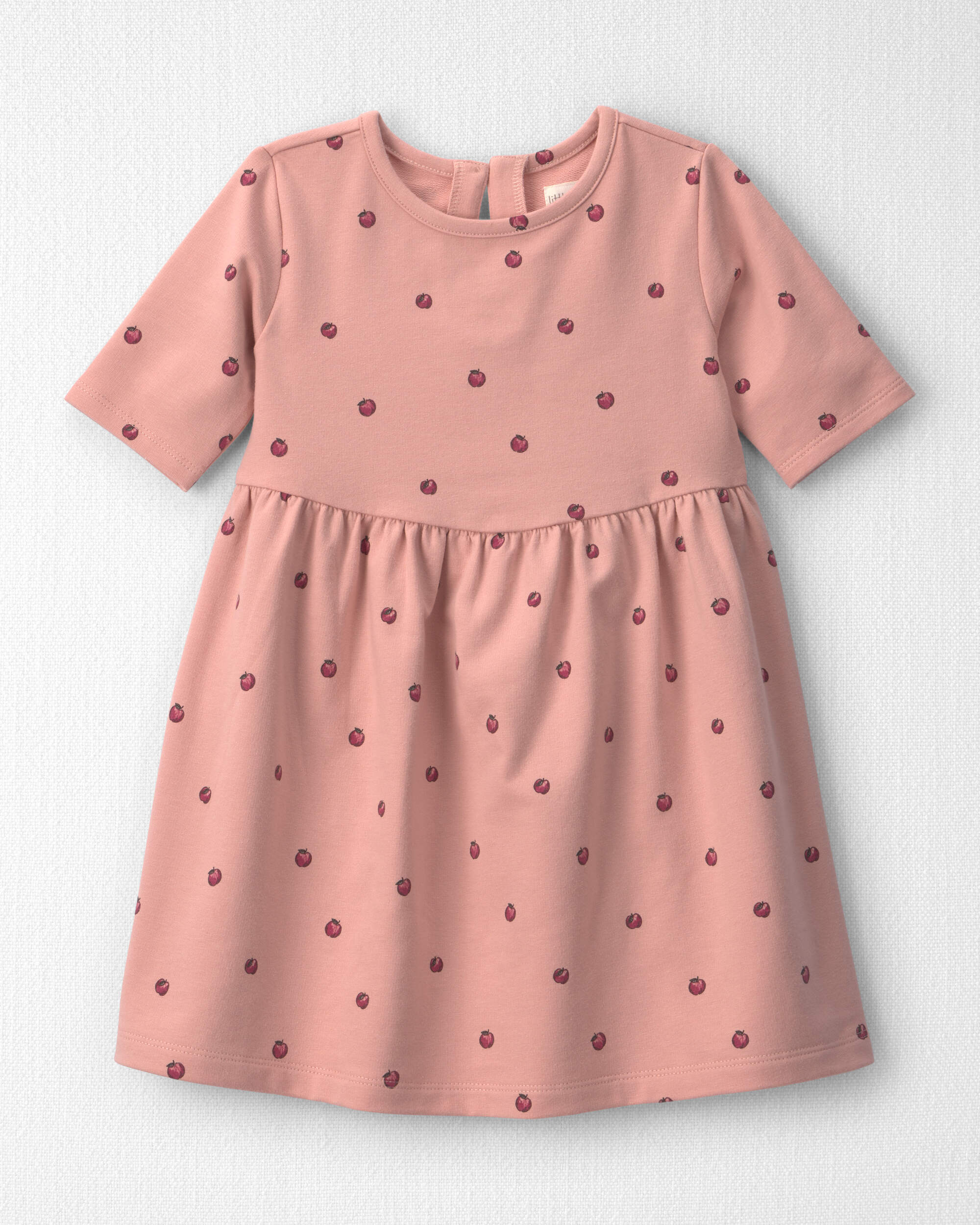 Toddler Girl Organic Cotton French Terry Dress Apples