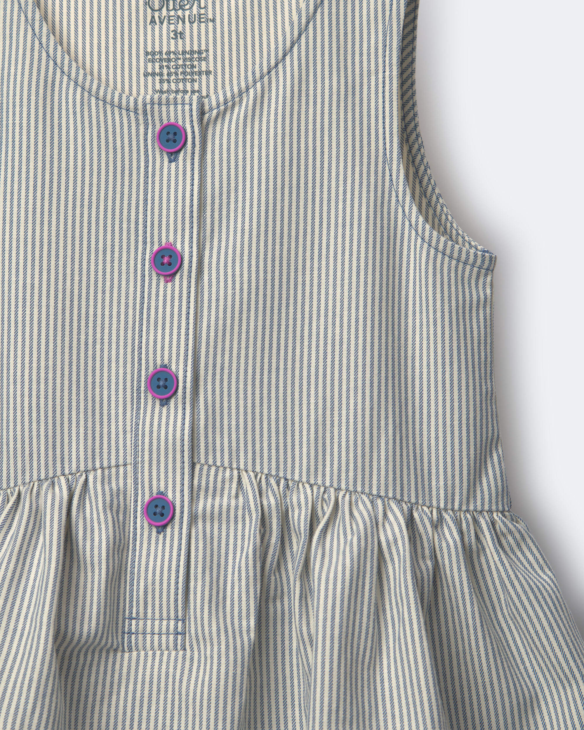 Toddler Girl Tiered Drop-Waist Dress Stripes - Cream/Slate Blue