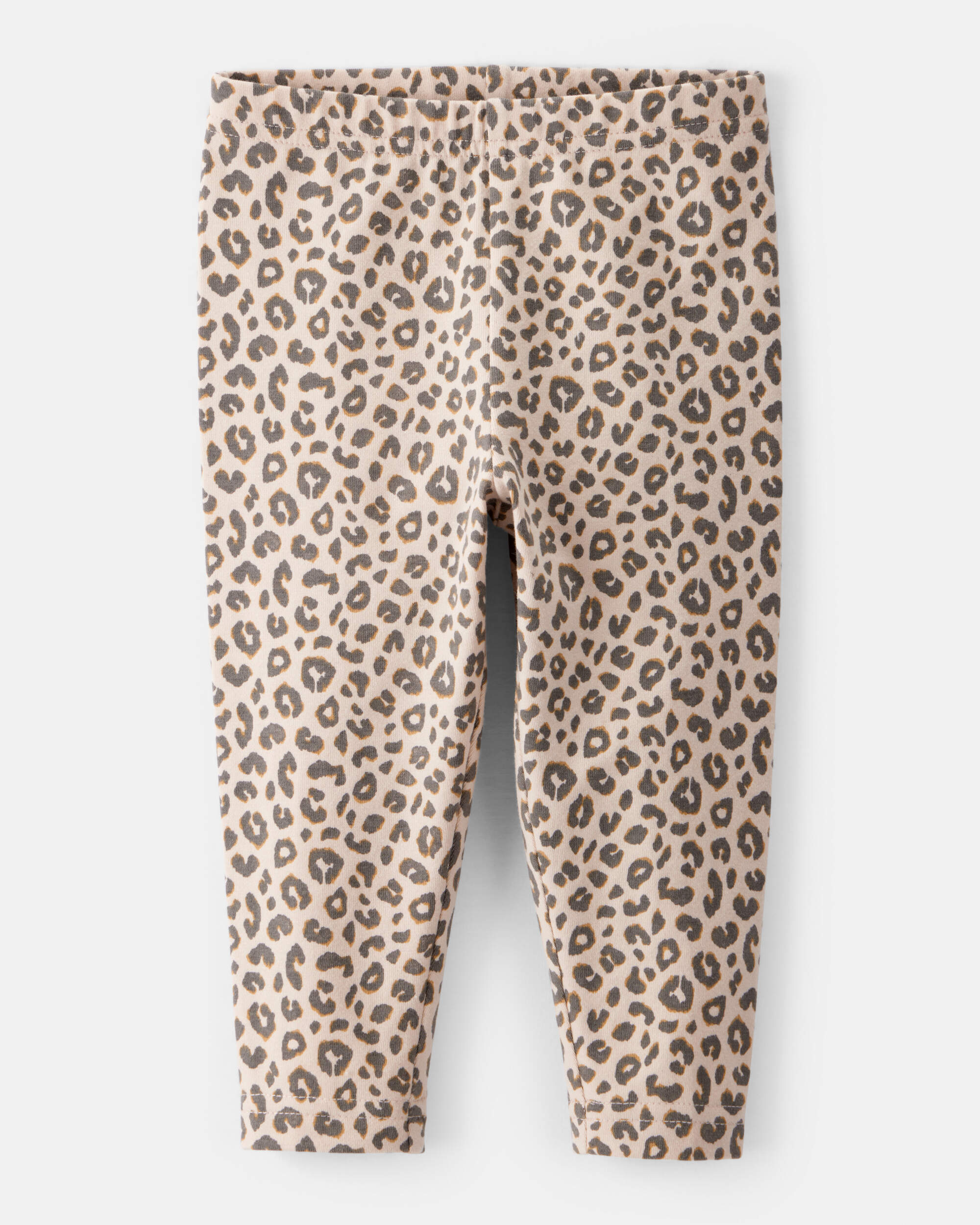 Baby Girl Cotton Leopard Stretch Leggings - Brown