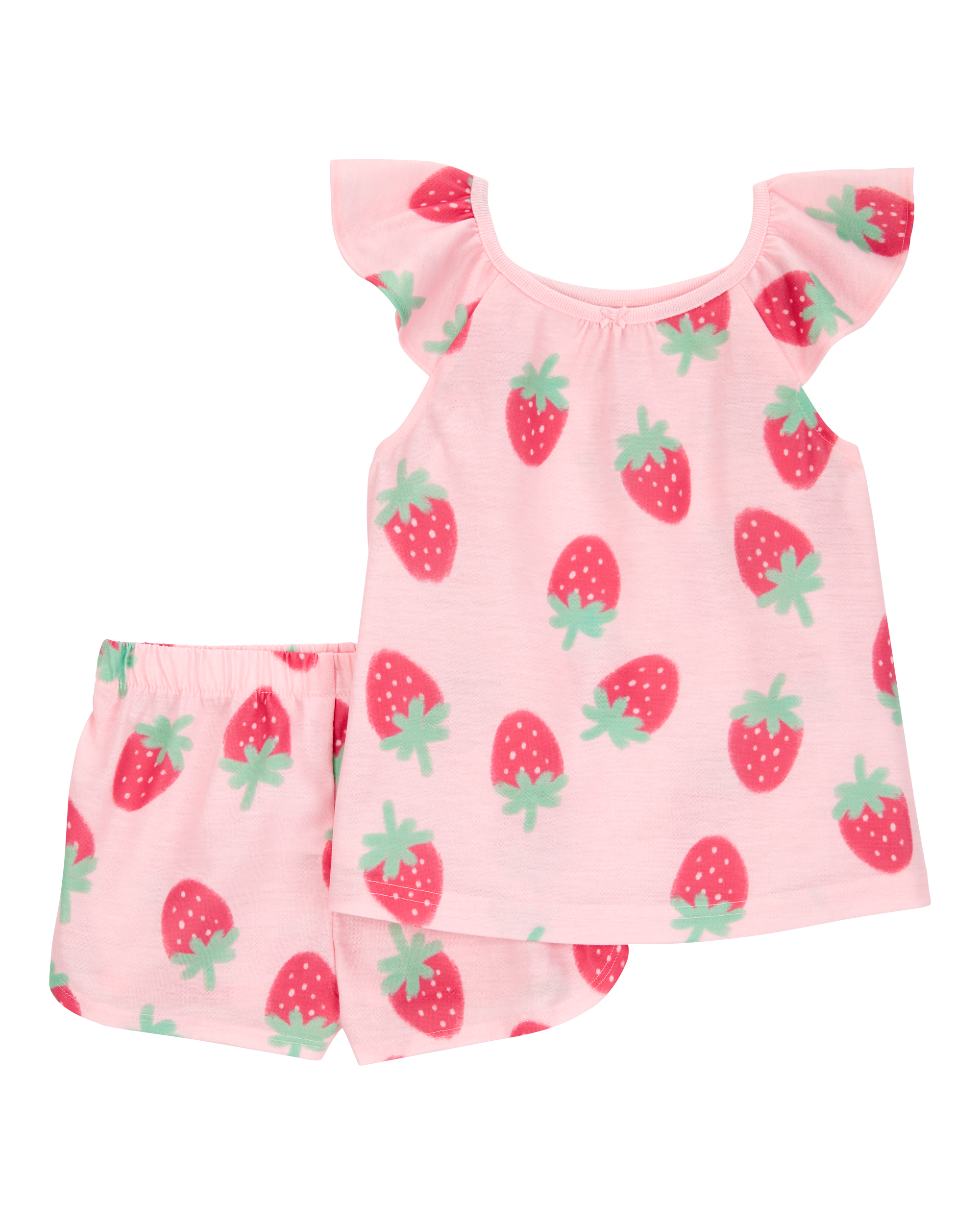 Toddler Girl Strawberry Print Loose Fit 2-Piece Pyjamas - Pink