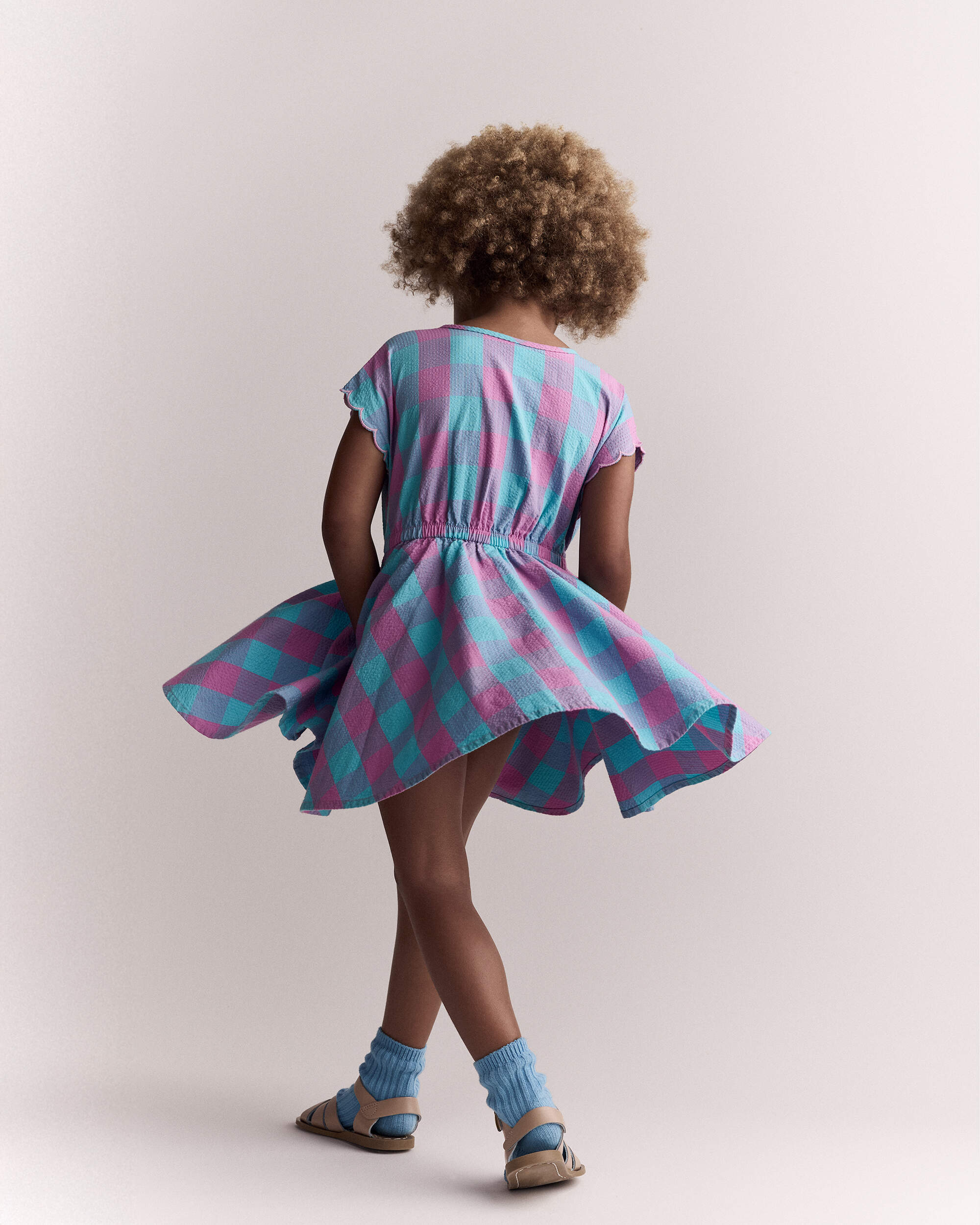 Toddler Girl Avenue Twirl™ Gingham Scalloped Dress - Purple/Blue