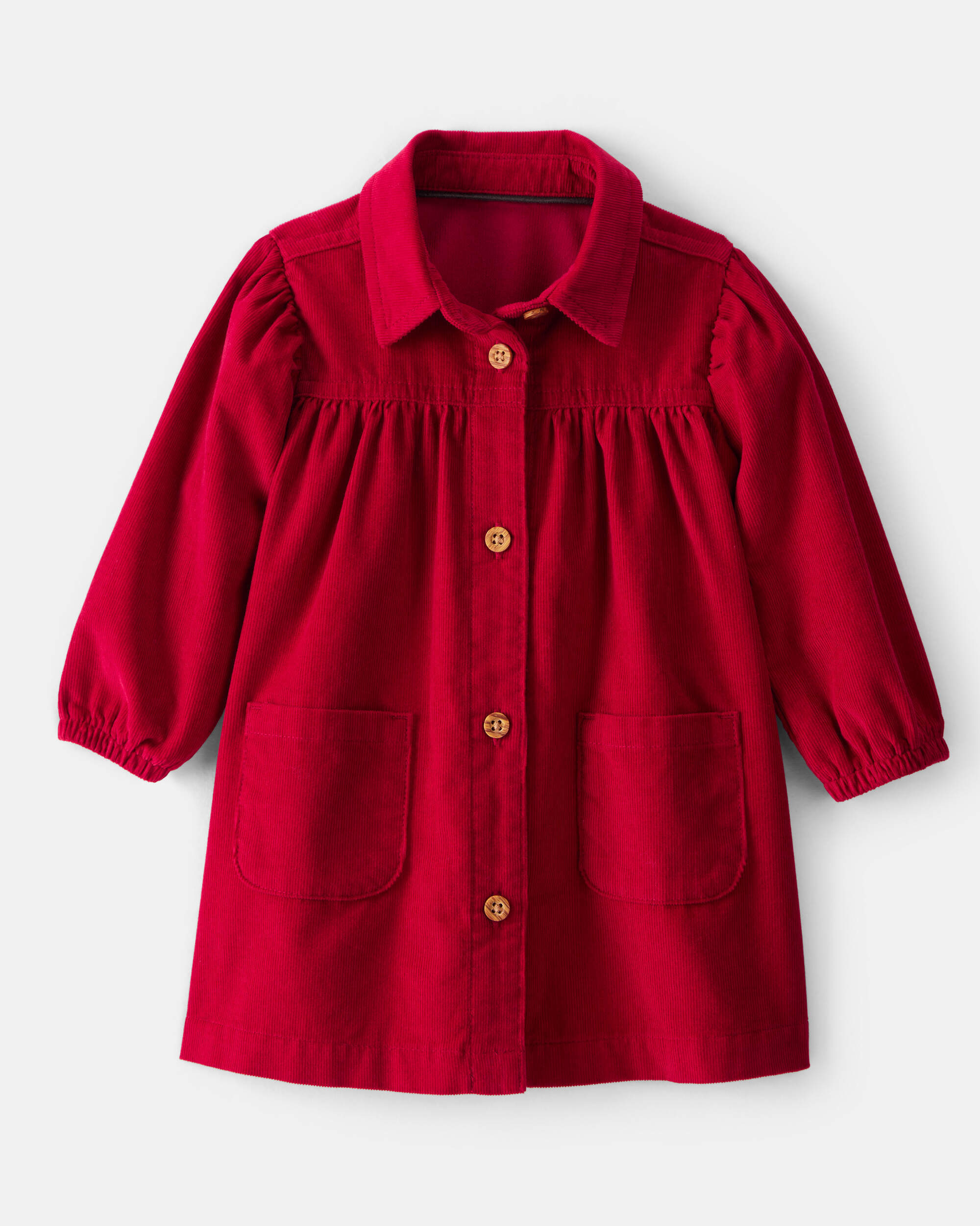 Baby Girl Corduroy Long-Sleeve Dress - Red