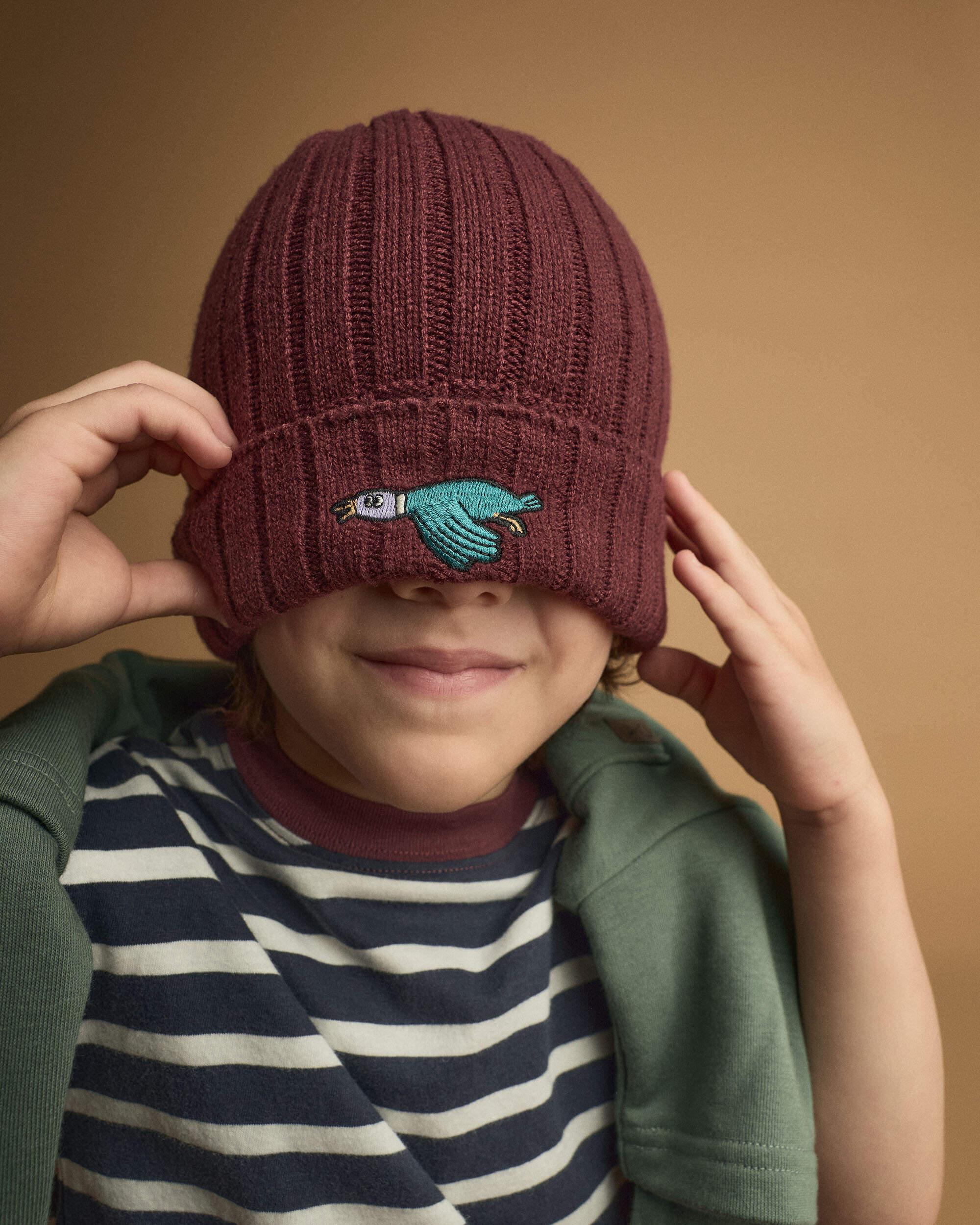 Toddler Duck Beanie - Brown