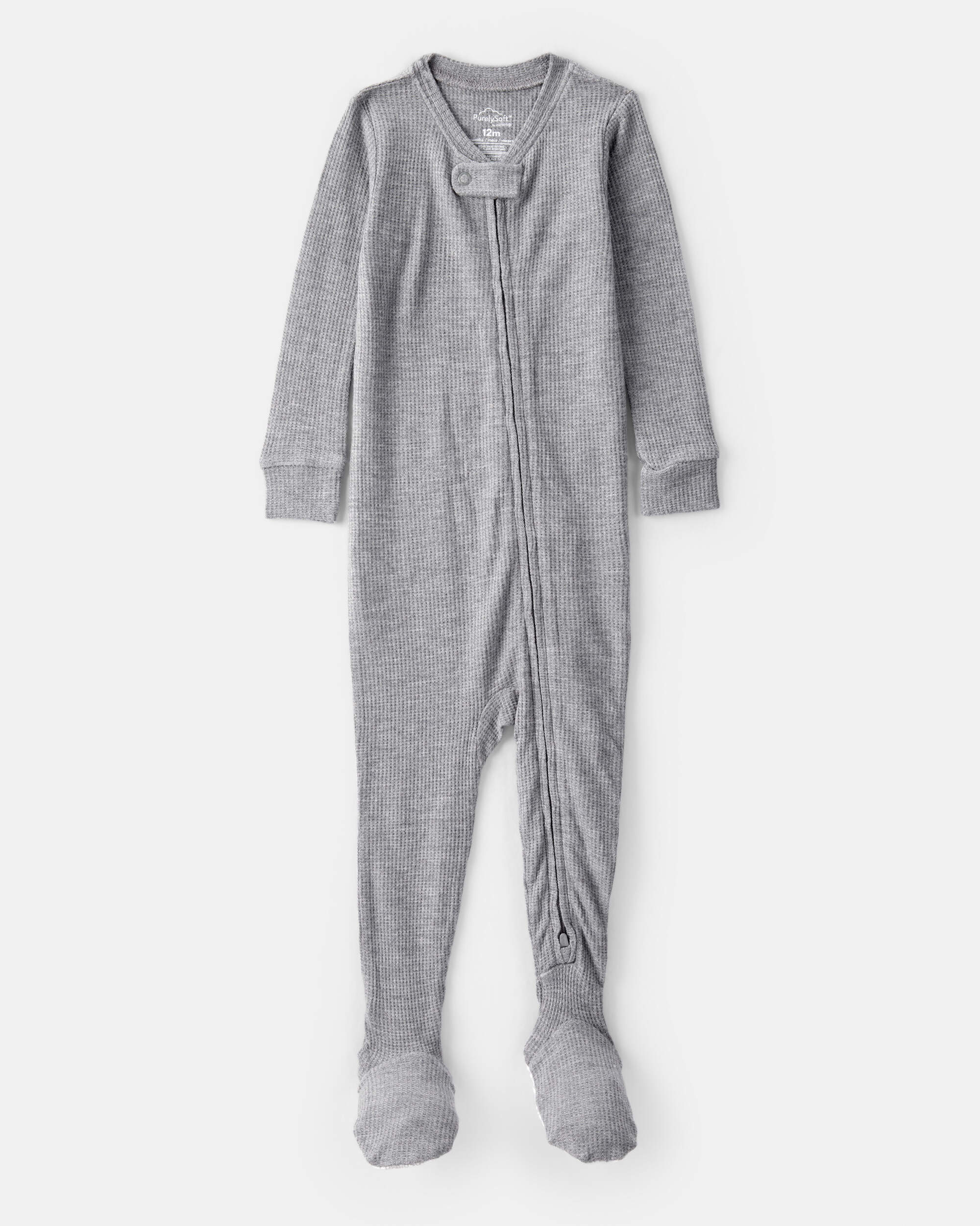 Baby Boy PurelySoft Long-Sleeve 2-Way Zip 1-Piece pyjamas - Grey